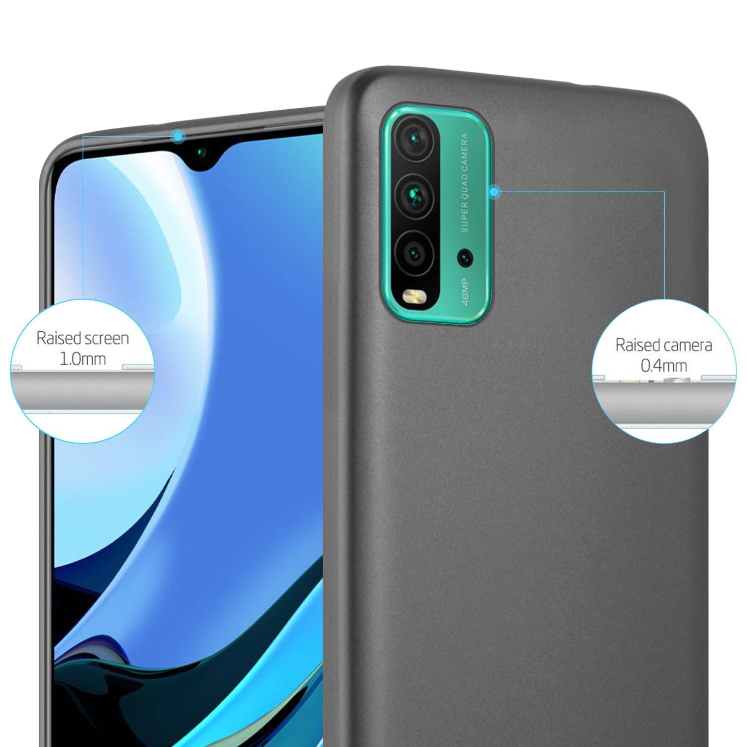 Cadorabo Schutzhülle für Xiaomi RedMi 9T / POCO M3 Hülle in Grau Handyhülle TPU Silikon Etui Cover Case