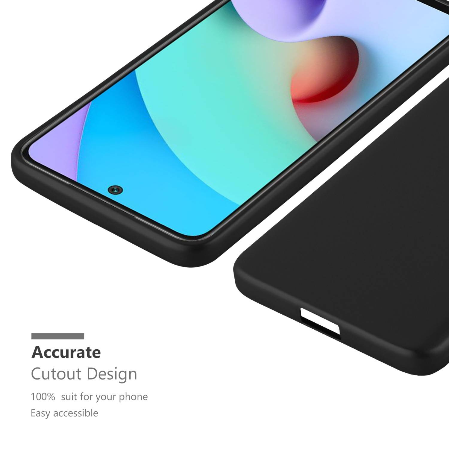 Cadorabo Schutzhülle für Xiaomi RedMi 10 / RedMi NOTE 11 4G Hülle in Schwarz Handyhülle TPU Silikon Etui Cover Case