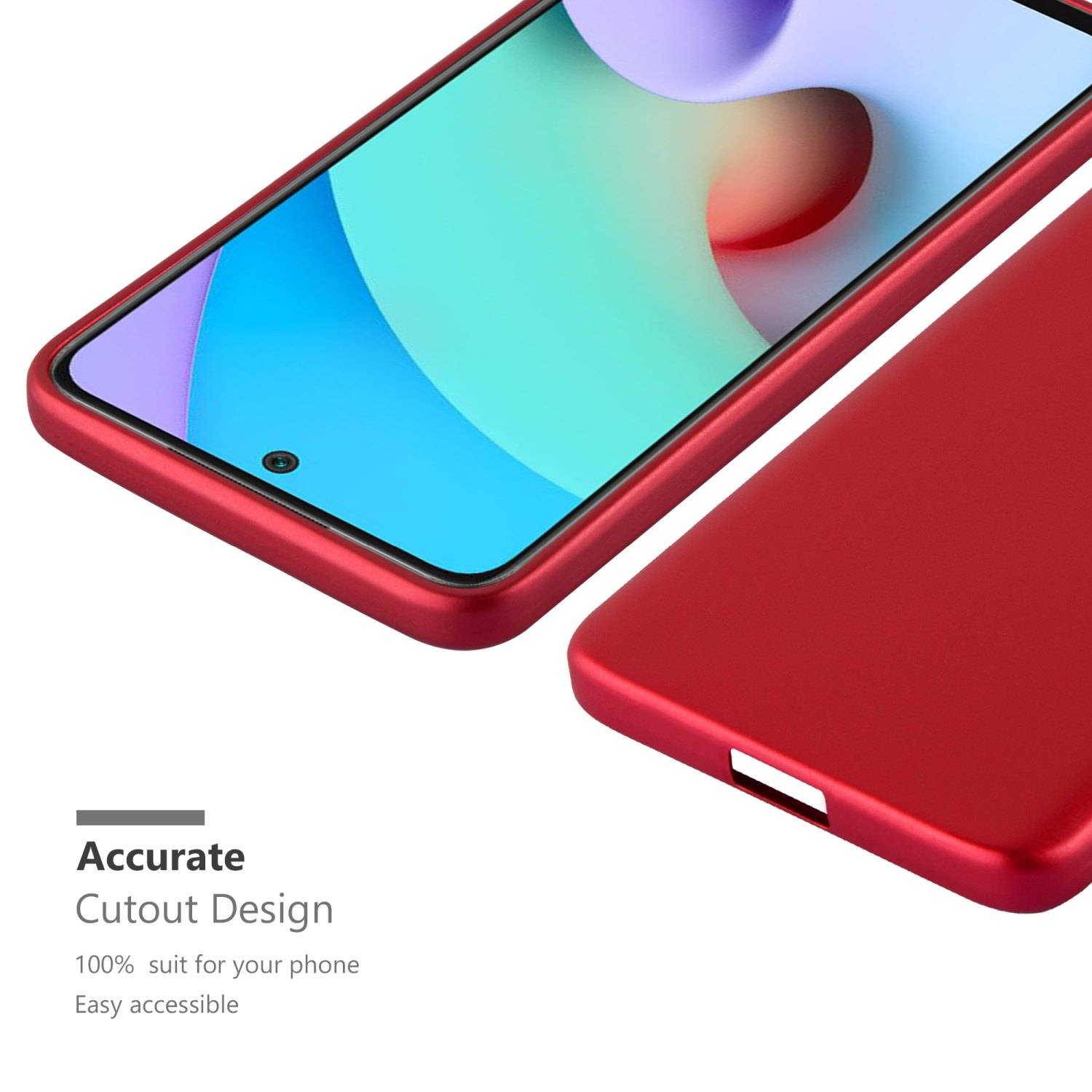 Cadorabo Schutzhülle für Xiaomi RedMi 10 / RedMi NOTE 11 4G Hülle in Rot Handyhülle TPU Silikon Etui Cover Case
