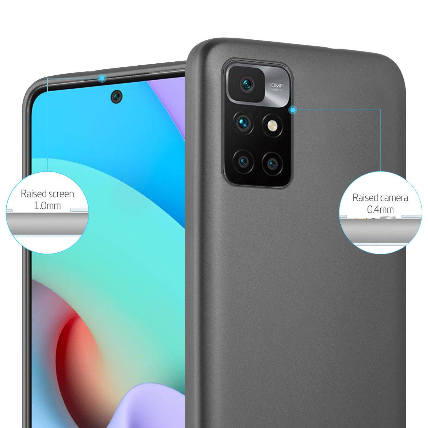 Cadorabo Schutzhülle für Xiaomi RedMi 10 / RedMi NOTE 11 4G Hülle in Grau Handyhülle TPU Silikon Etui Cover Case