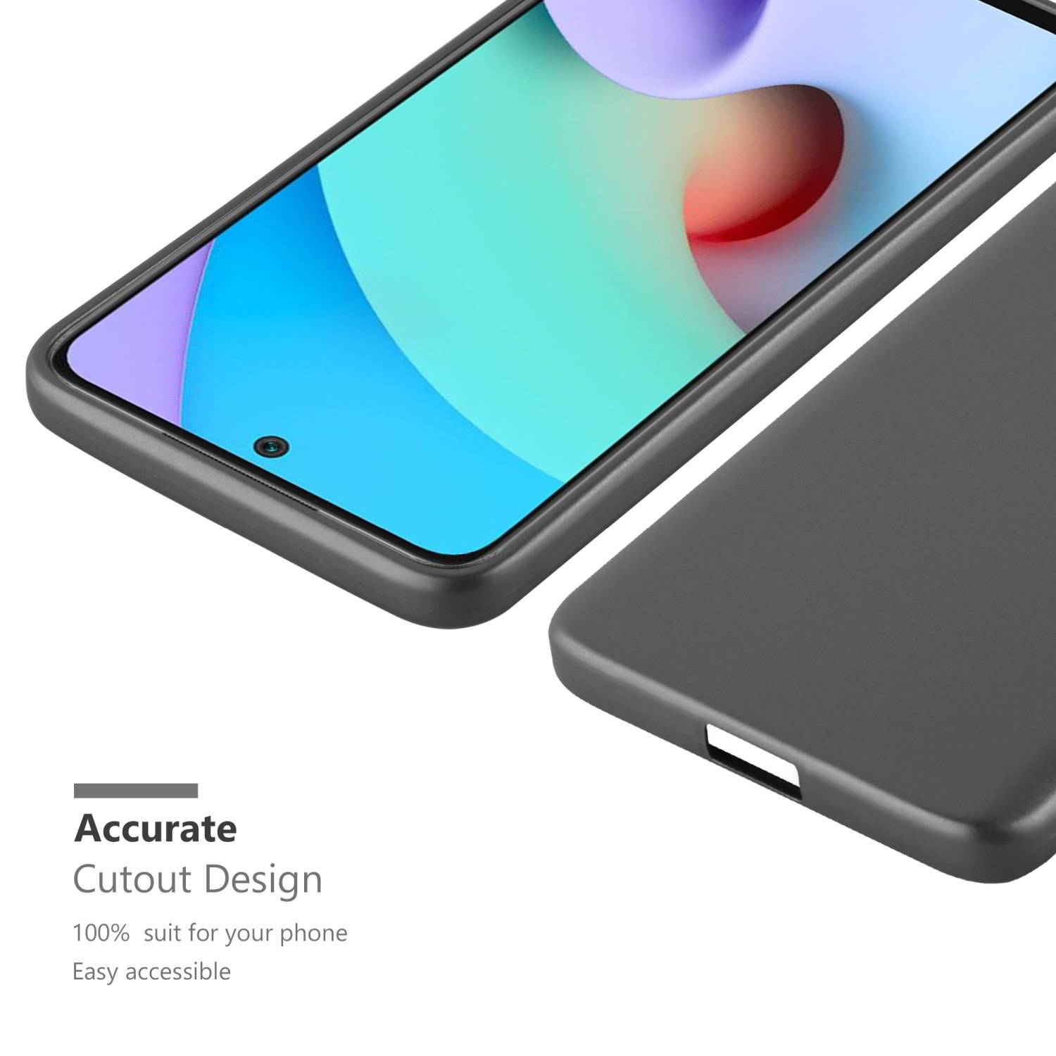 Cadorabo Schutzhülle für Xiaomi RedMi 10 / RedMi NOTE 11 4G Hülle in Grau Handyhülle TPU Silikon Etui Cover Case