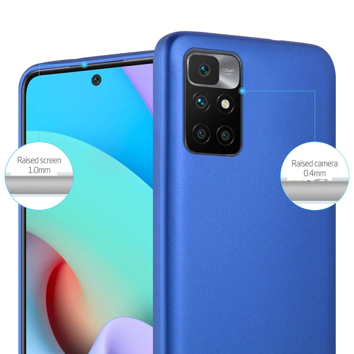 Cadorabo Schutzhülle für Xiaomi RedMi 10 / RedMi NOTE 11 4G Hülle in Blau Handyhülle TPU Silikon Etui Cover Case