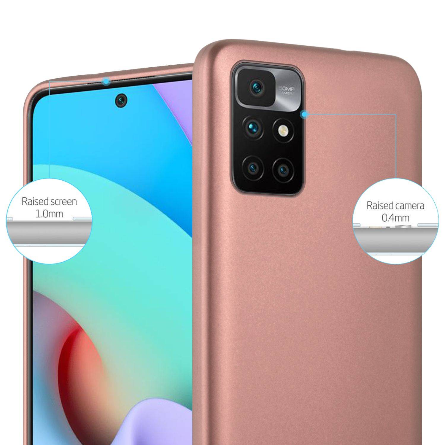 Cadorabo Schutzhülle für Xiaomi RedMi 10 / RedMi NOTE 11 4G Hülle in Rosa Handyhülle TPU Silikon Etui Cover Case