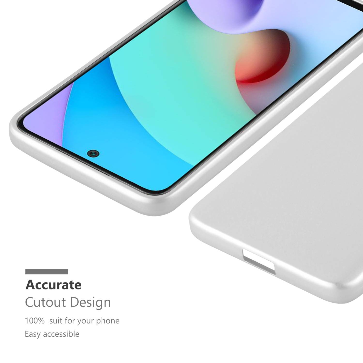 Cadorabo Schutzhülle für Xiaomi RedMi 10 / RedMi NOTE 11 4G Hülle in Silber Handyhülle TPU Silikon Etui Cover Case