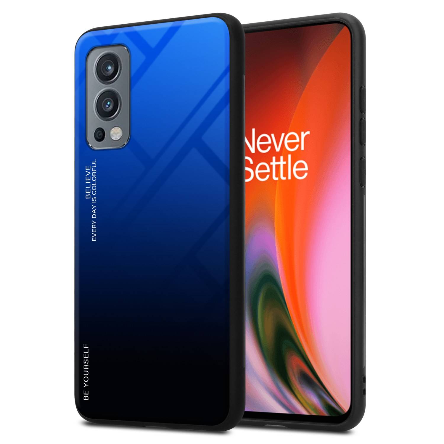 Cadorabo Hülle für OnePlus Nord 2 5G Schutz Hülle in Schwarz Handyhülle TPU Etui Cover Case Tempered Glas