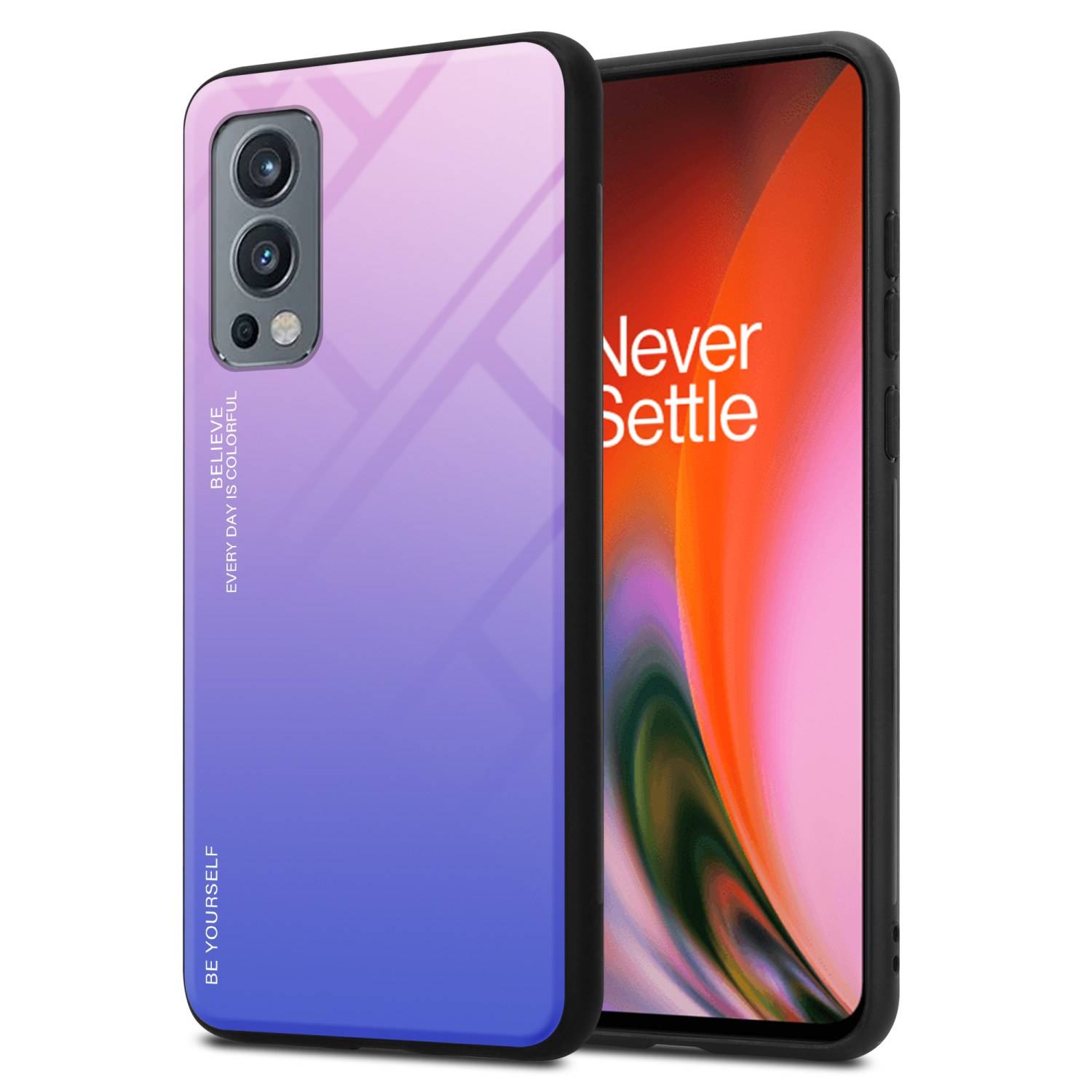 Cadorabo Hülle für OnePlus Nord 2 5G Schutz Hülle in Schwarz Handyhülle TPU Etui Cover Case Tempered Glas