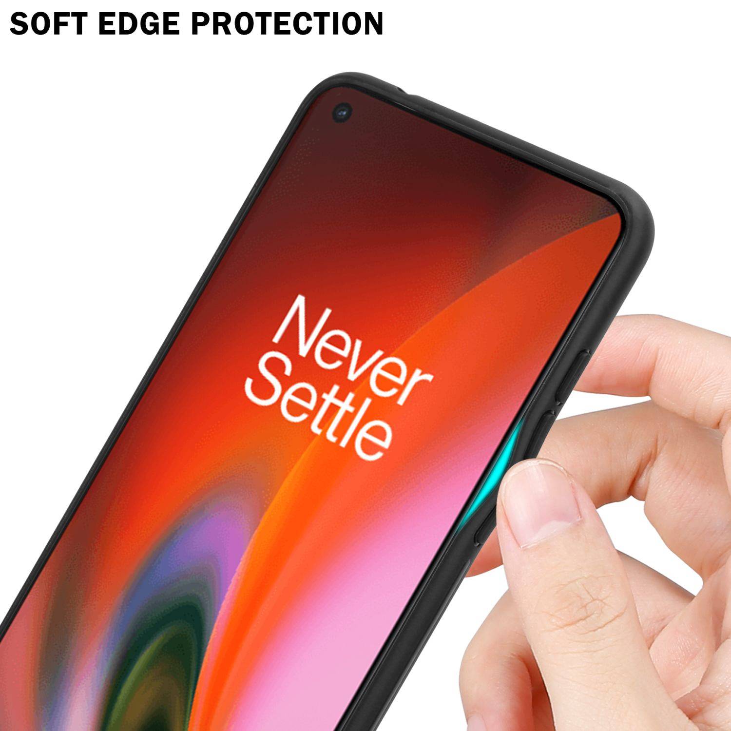 Cadorabo Hülle für OnePlus Nord 2 5G Schutz Hülle in Schwarz Handyhülle TPU Etui Cover Case Tempered Glas