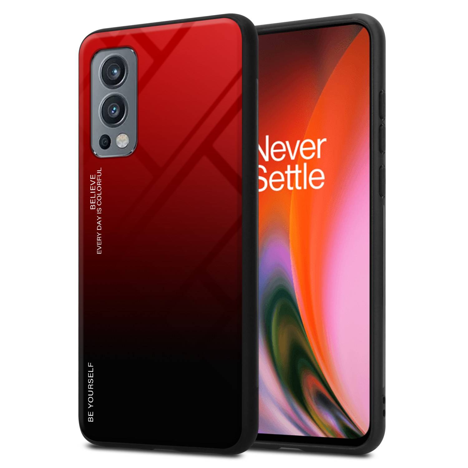 Cadorabo Hülle für OnePlus Nord 2 5G Schutz Hülle in Schwarz Handyhülle TPU Etui Cover Case Tempered Glas