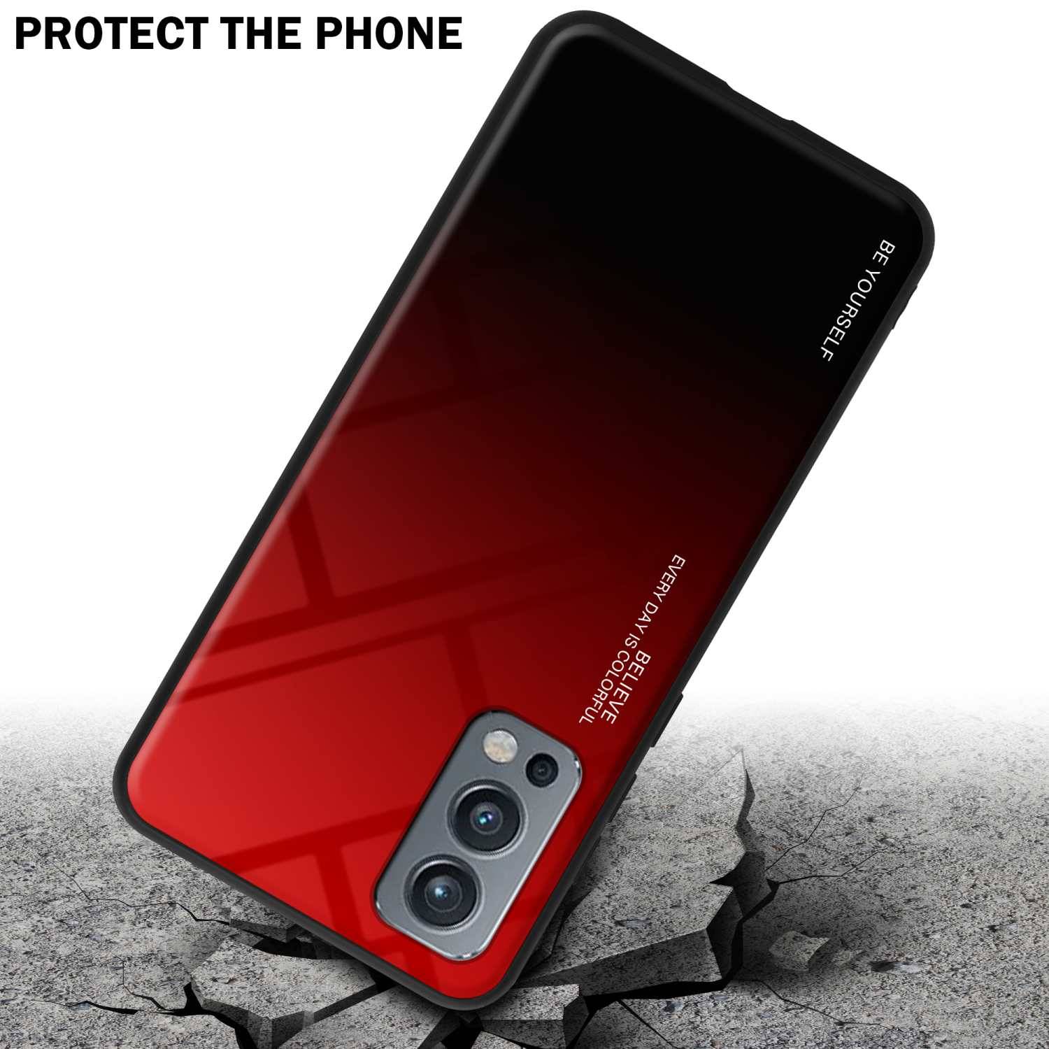 Cadorabo Hülle für OnePlus Nord 2 5G Schutz Hülle in Schwarz Handyhülle TPU Etui Cover Case Tempered Glas