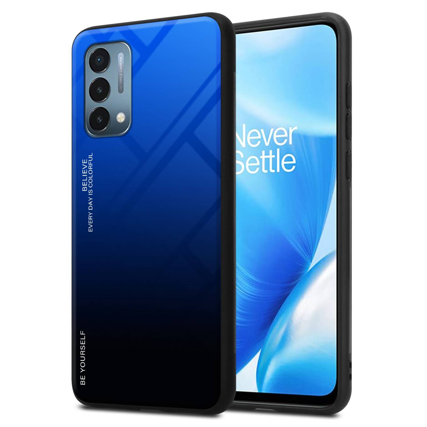 Cadorabo Hülle für OnePlus Nord N200 5G Schutz Hülle in Schwarz Handyhülle TPU Etui Cover Case Tempered Glas