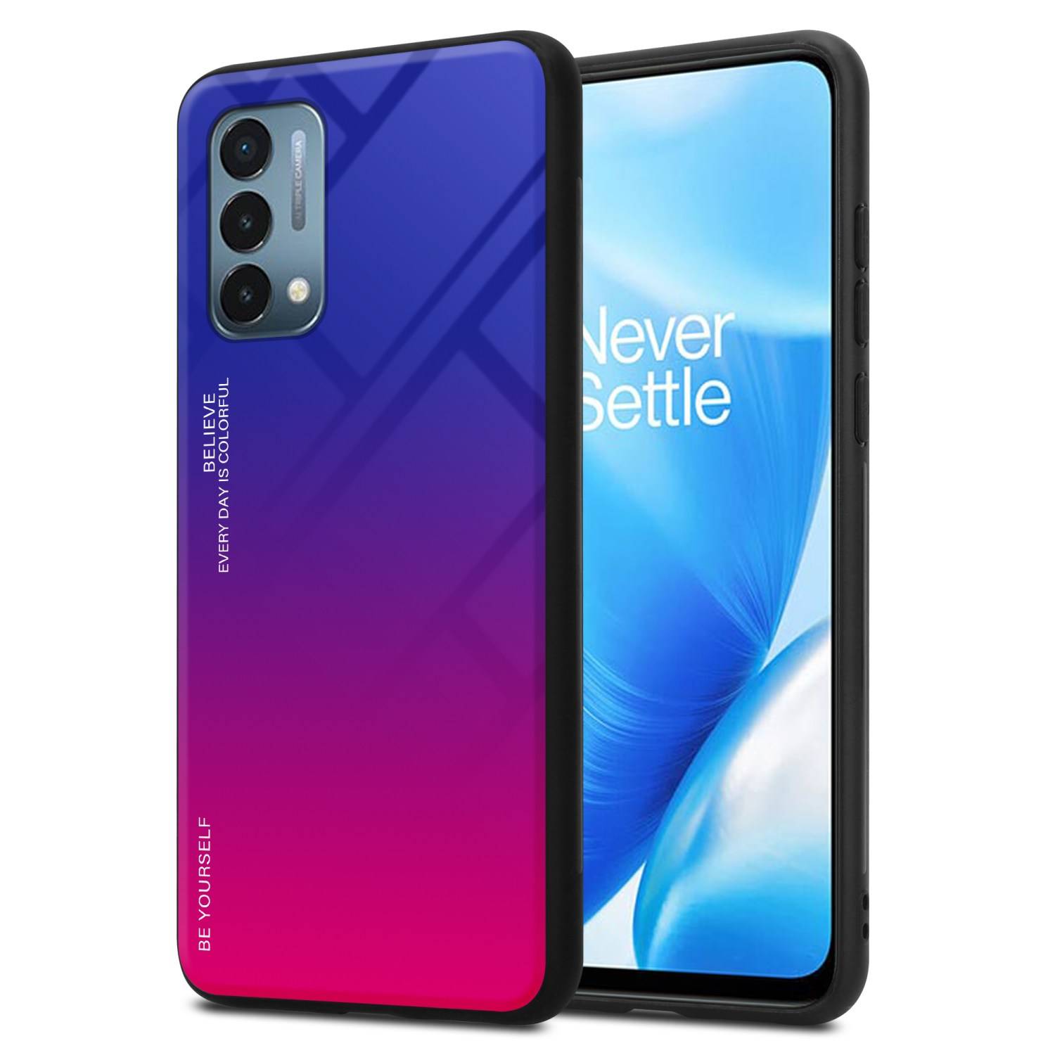 Cadorabo Hülle für OnePlus Nord N200 5G Schutz Hülle in Schwarz Handyhülle TPU Etui Cover Case Tempered Glas