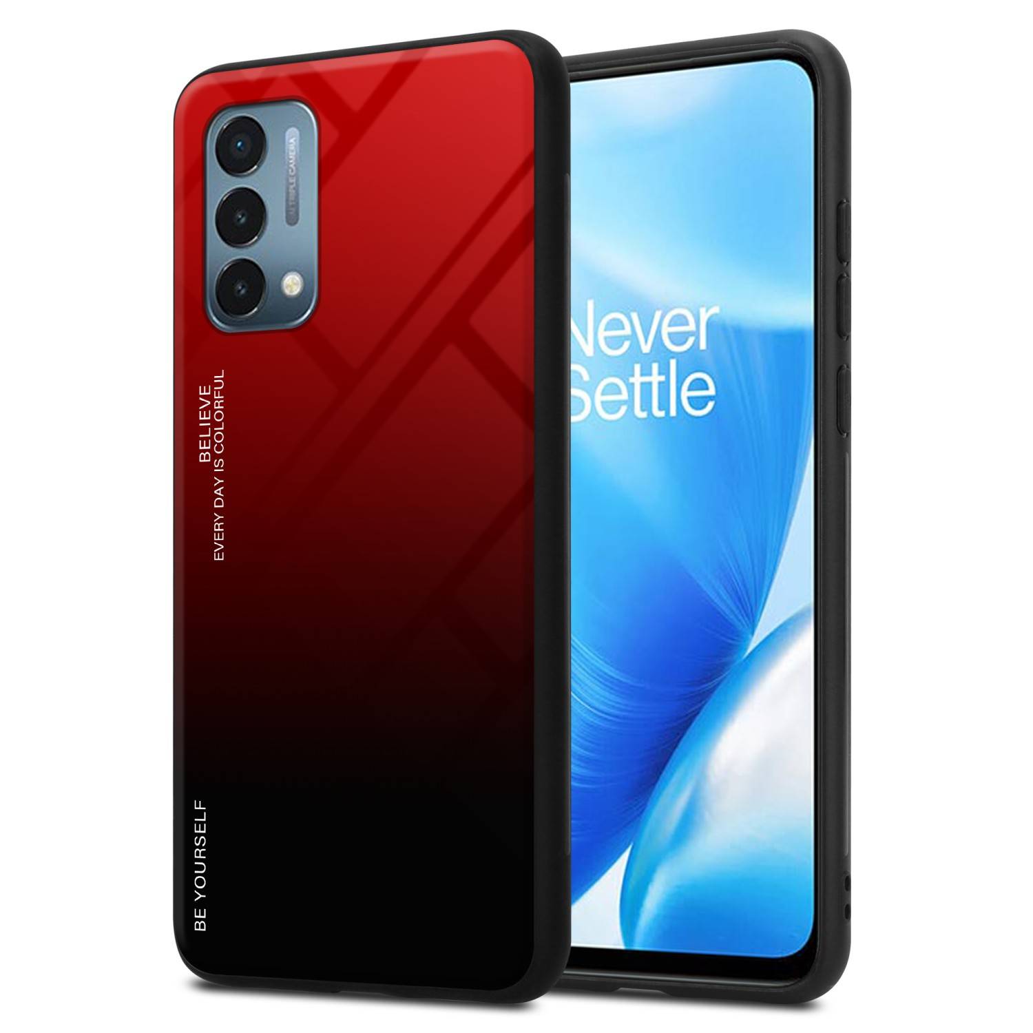 Cadorabo Hülle für OnePlus Nord N200 5G Schutz Hülle in Schwarz Handyhülle TPU Etui Cover Case Tempered Glas