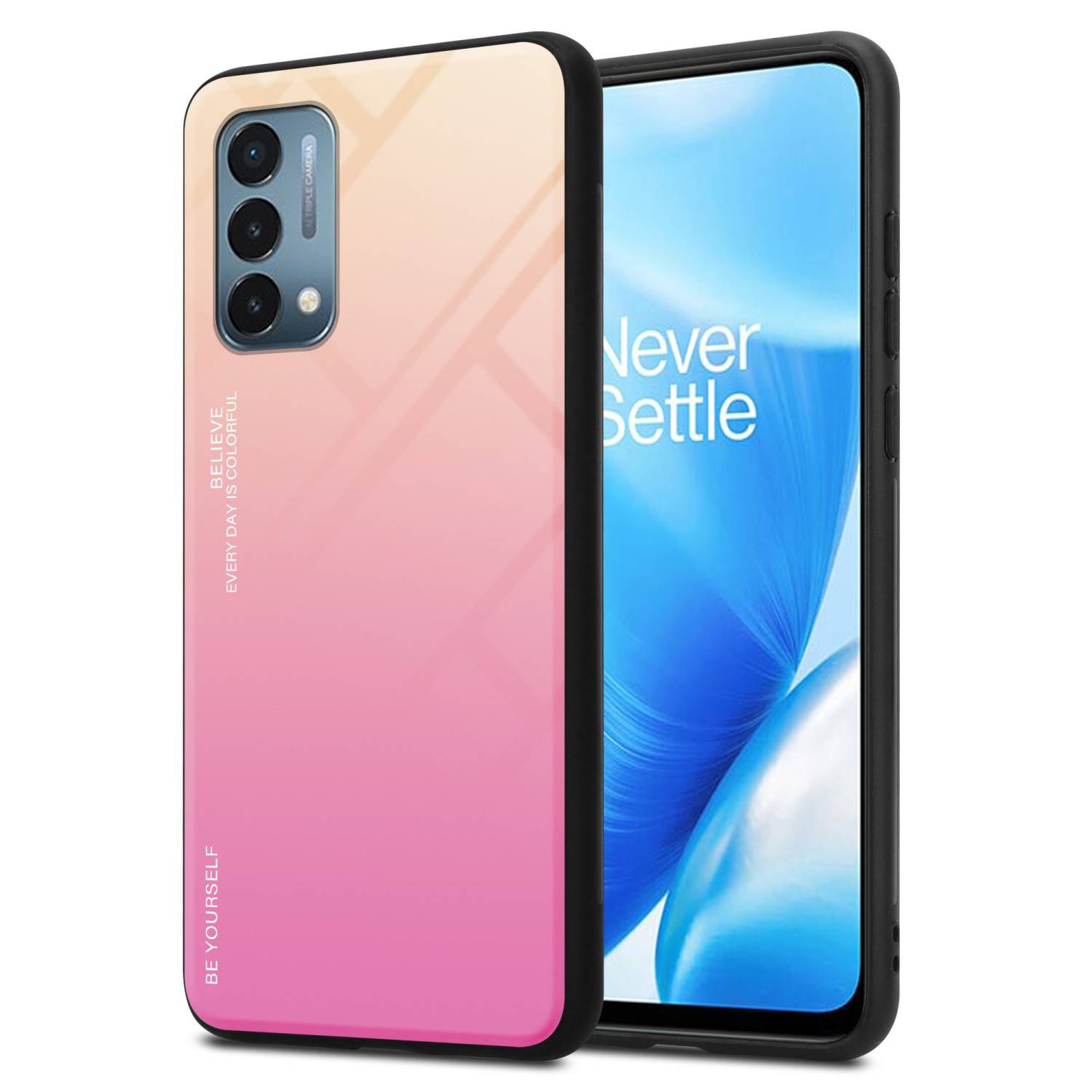 Cadorabo Hülle für OnePlus Nord N200 5G Schutz Hülle in Schwarz Handyhülle TPU Etui Cover Case Tempered Glas