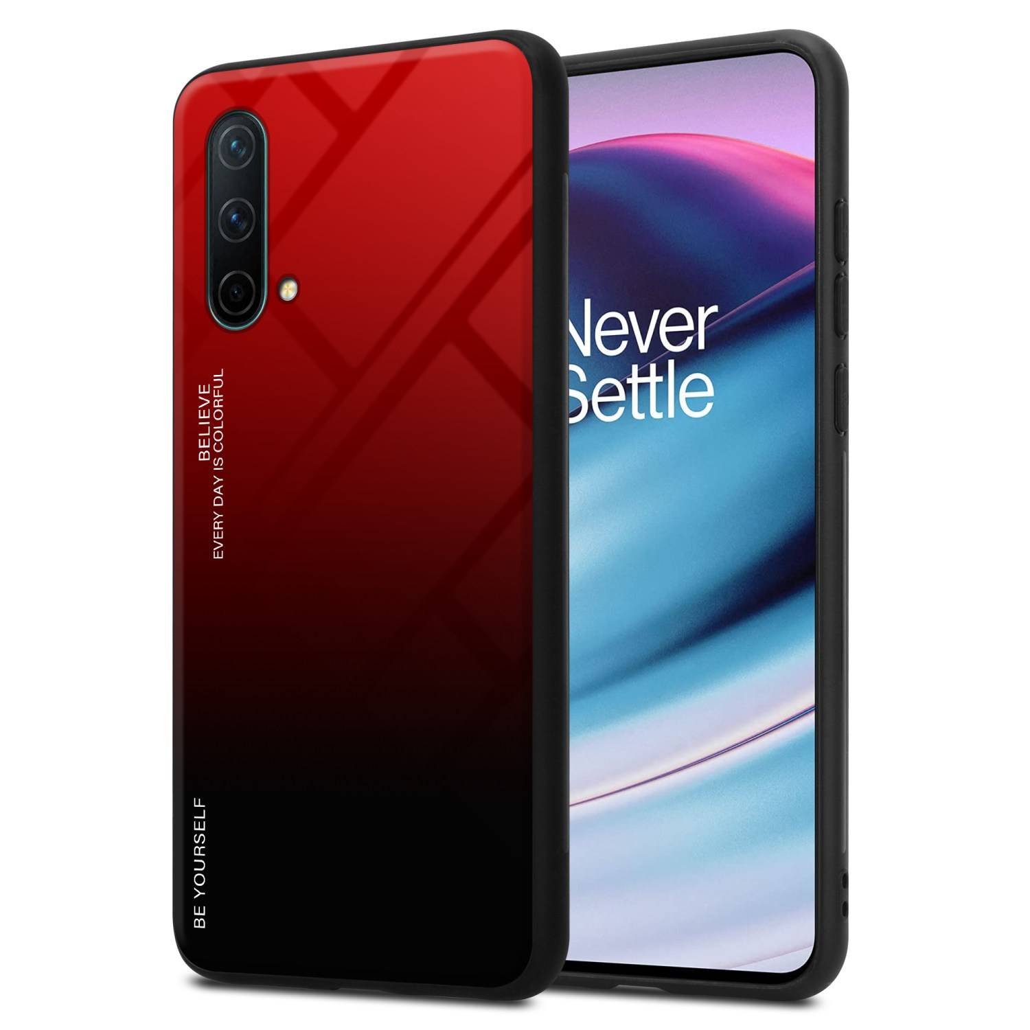 Cadorabo Hülle für OnePlus Nord CE 5G Schutz Hülle in Schwarz Handyhülle TPU Etui Cover Case Tempered Glas