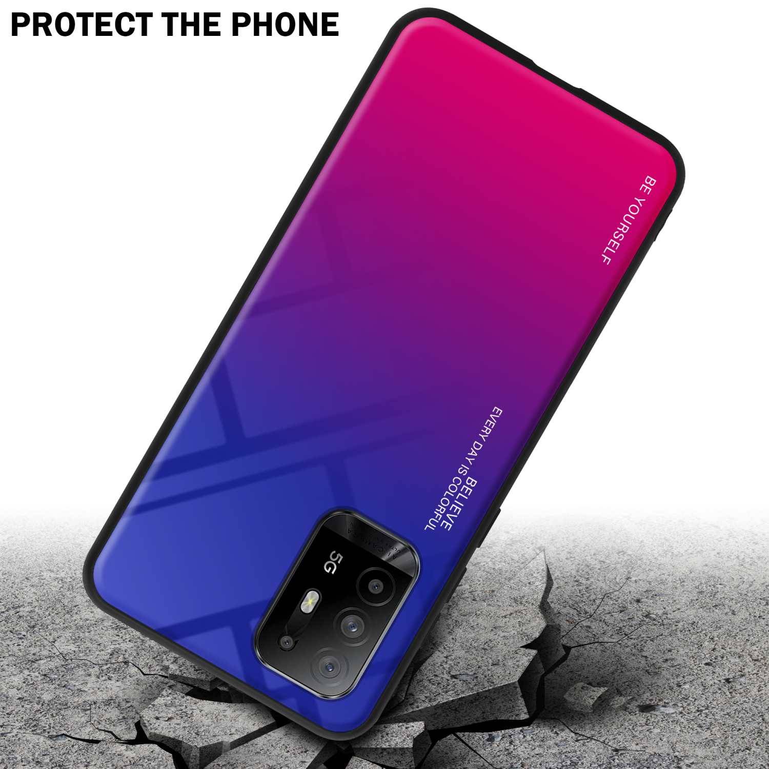 Cadorabo Hülle für Oppo A94 5G Schutz Hülle in Schwarz Handyhülle TPU Etui Cover Case Tempered Glas