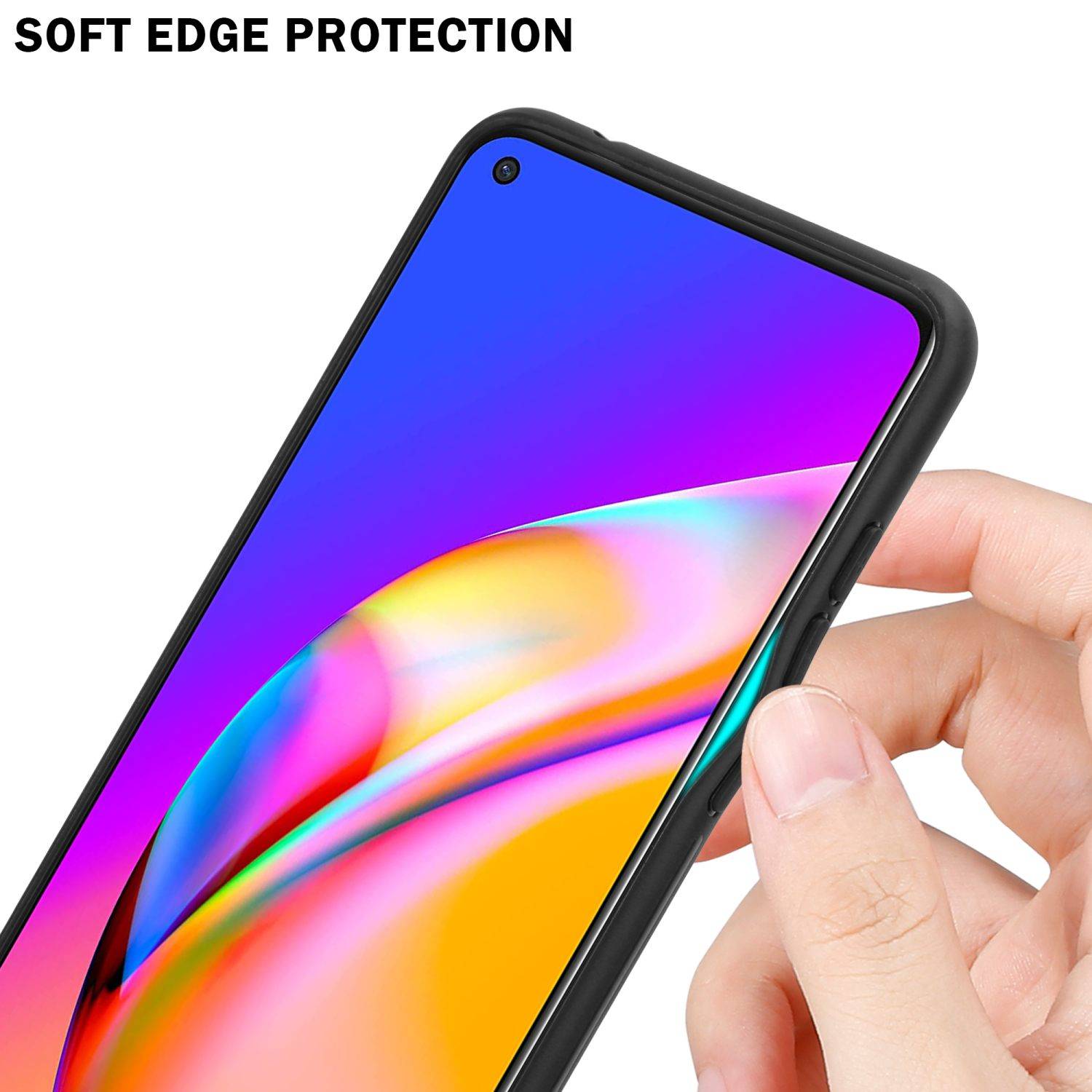 Cadorabo Hülle für Oppo A94 5G Schutz Hülle in Schwarz Handyhülle TPU Etui Cover Case Tempered Glas