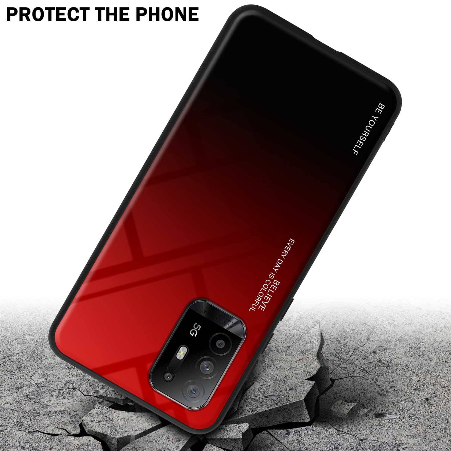 Cadorabo Hülle für Oppo A94 5G Schutz Hülle in Schwarz Handyhülle TPU Etui Cover Case Tempered Glas