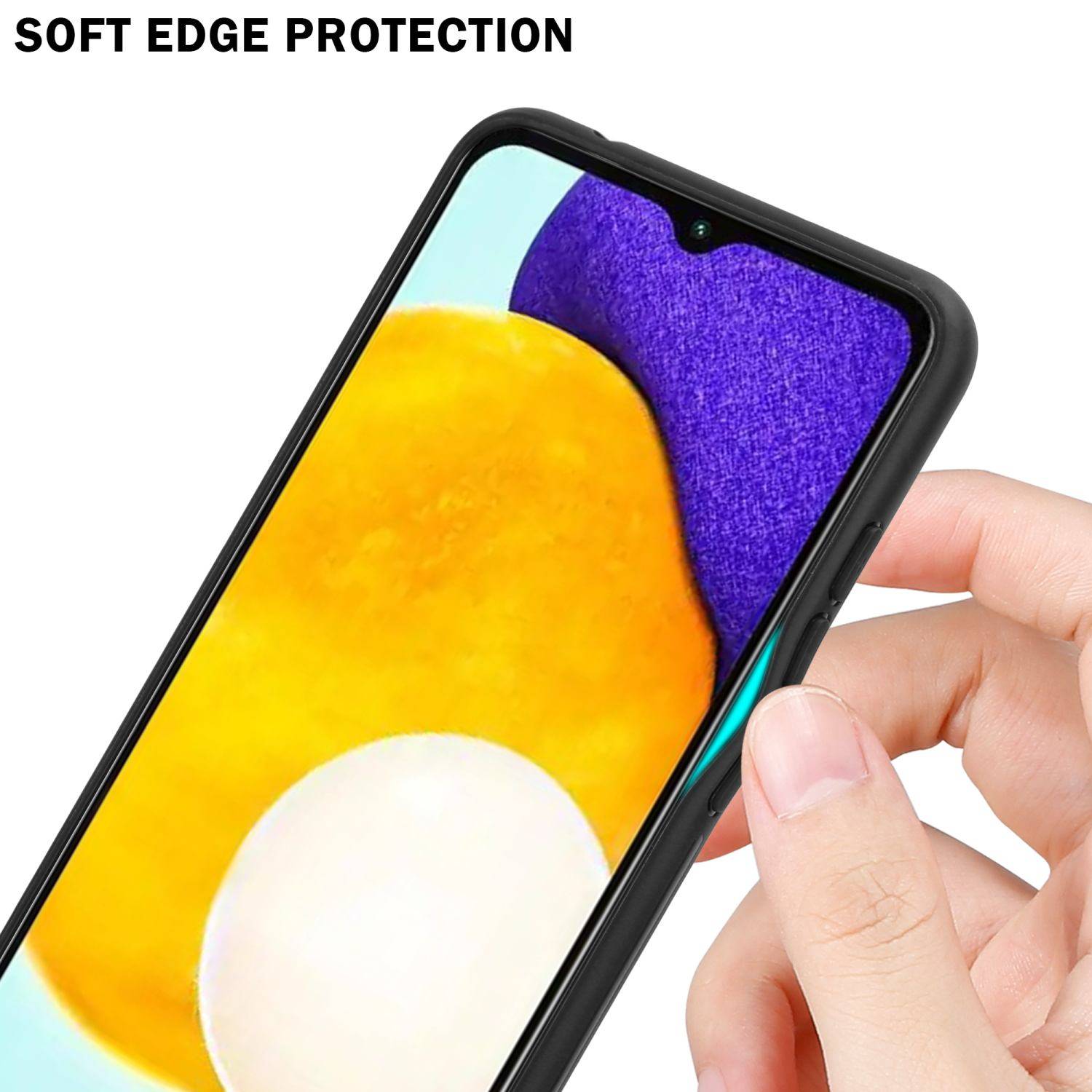 Cadorabo Hülle für Samsung Galaxy A13 5G Schutz Hülle in Schwarz Handyhülle TPU Etui Cover Case Tempered Glas