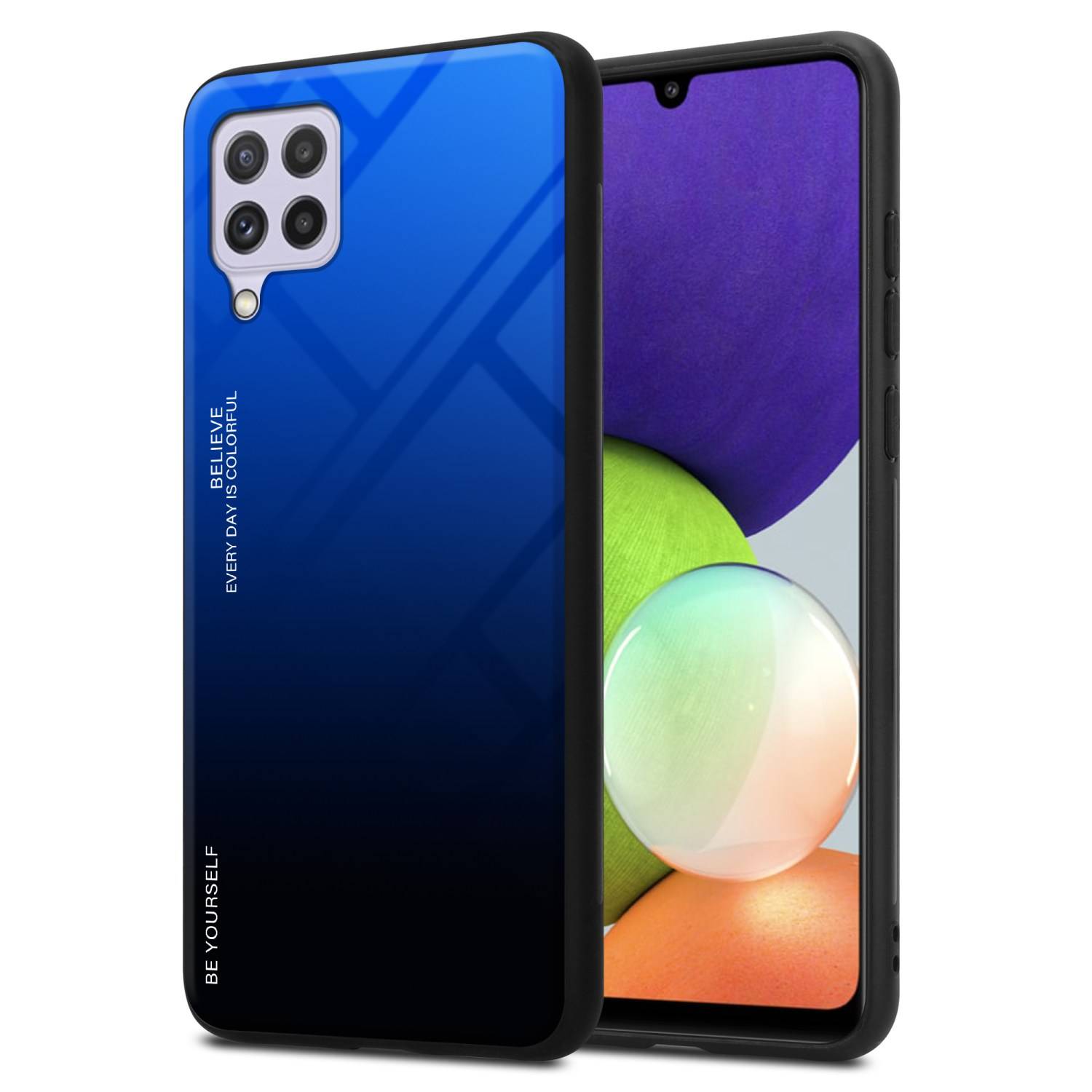 Cadorabo Hülle für Samsung Galaxy A22 4G / M22 / M32 4G Schutz Hülle in Schwarz Handyhülle TPU Etui Cover Case Tempered