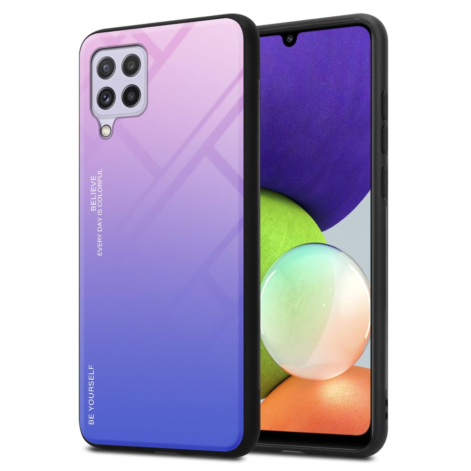 Cadorabo Hülle für Samsung Galaxy A22 4G / M22 / M32 4G Schutz Hülle in Schwarz Handyhülle TPU Etui Cover Case Tempered