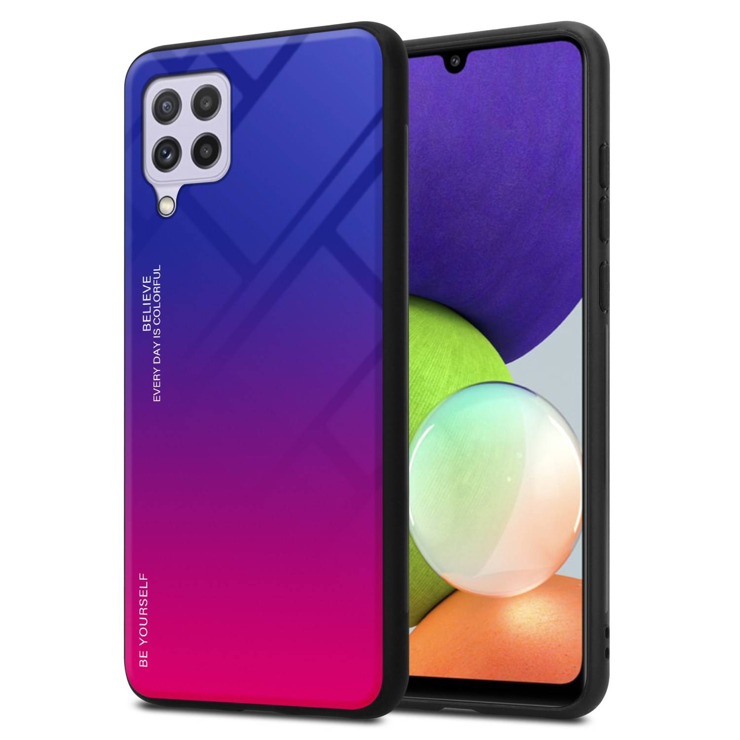 Cadorabo Hülle für Samsung Galaxy A22 4G / M22 / M32 4G Schutz Hülle in Schwarz Handyhülle TPU Etui Cover Case Tempered