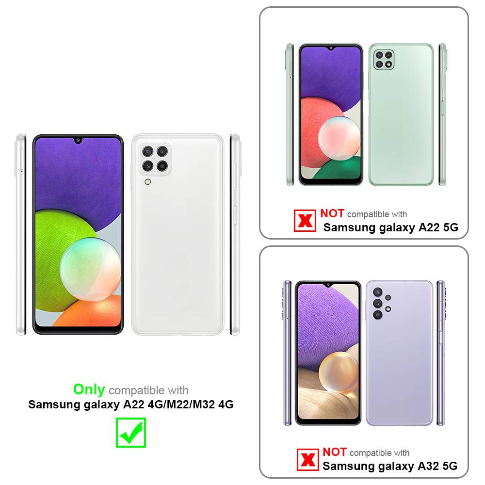 Cadorabo Hülle für Samsung Galaxy A22 4G / M22 / M32 4G Schutz Hülle in Schwarz Handyhülle TPU Etui Cover Case Tempered