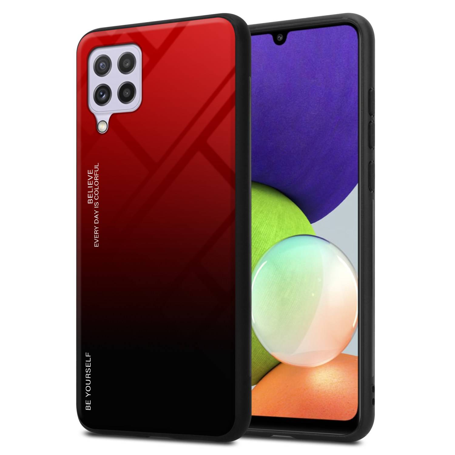 Cadorabo Hülle für Samsung Galaxy A22 4G / M22 / M32 4G Schutz Hülle in Schwarz Handyhülle TPU Etui Cover Case Tempered