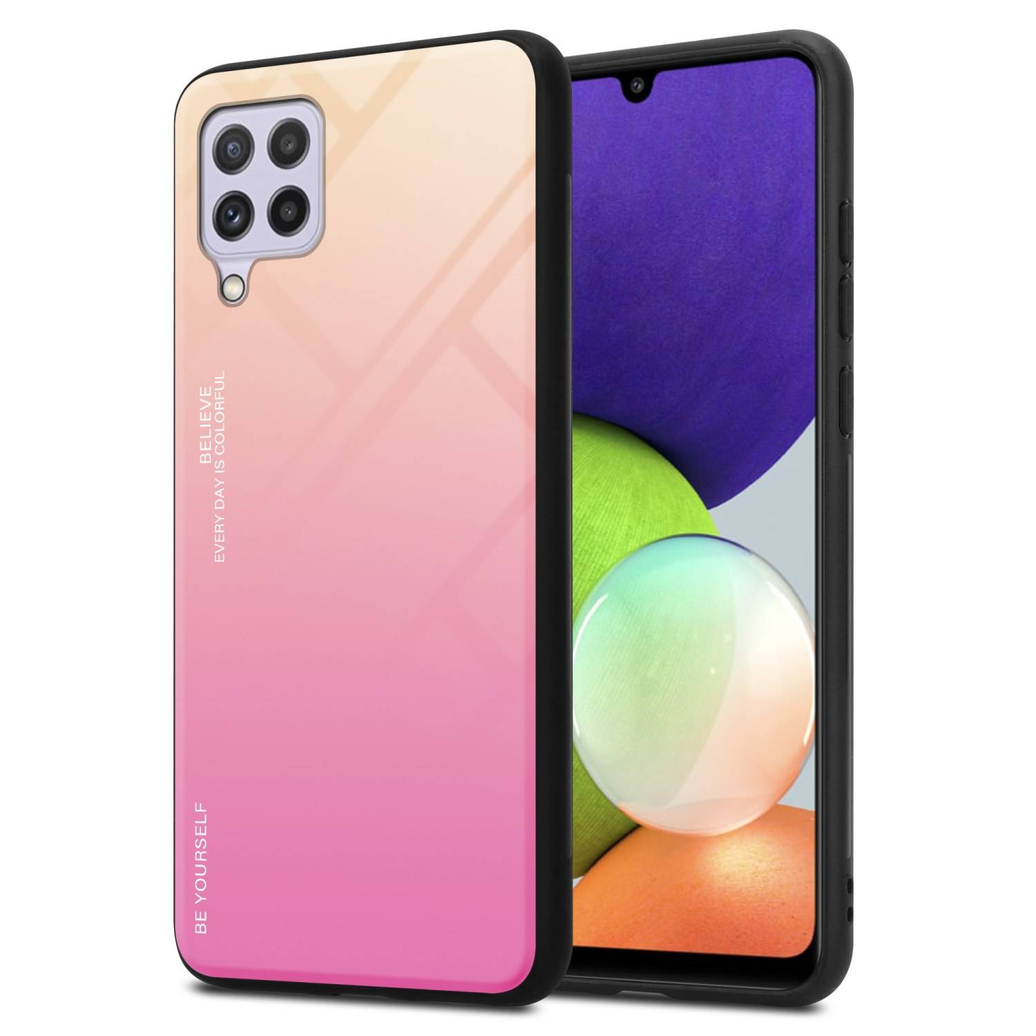 Cadorabo Hülle für Samsung Galaxy A22 4G / M22 / M32 4G Schutz Hülle in Schwarz Handyhülle TPU Etui Cover Case Tempered