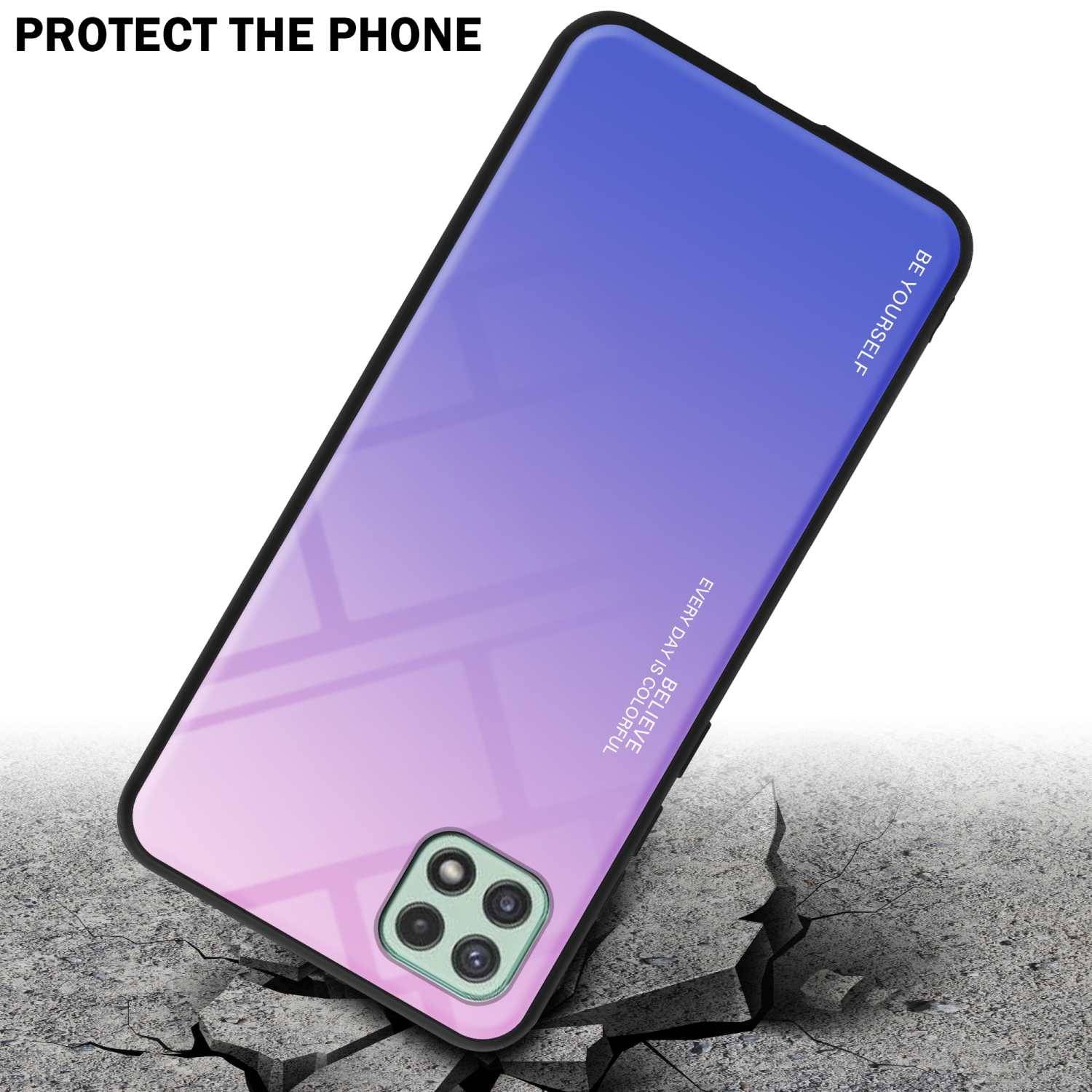 Cadorabo Hülle für Samsung Galaxy A22 5G Schutz Hülle in Schwarz Handyhülle TPU Etui Cover Case Tempered Glas