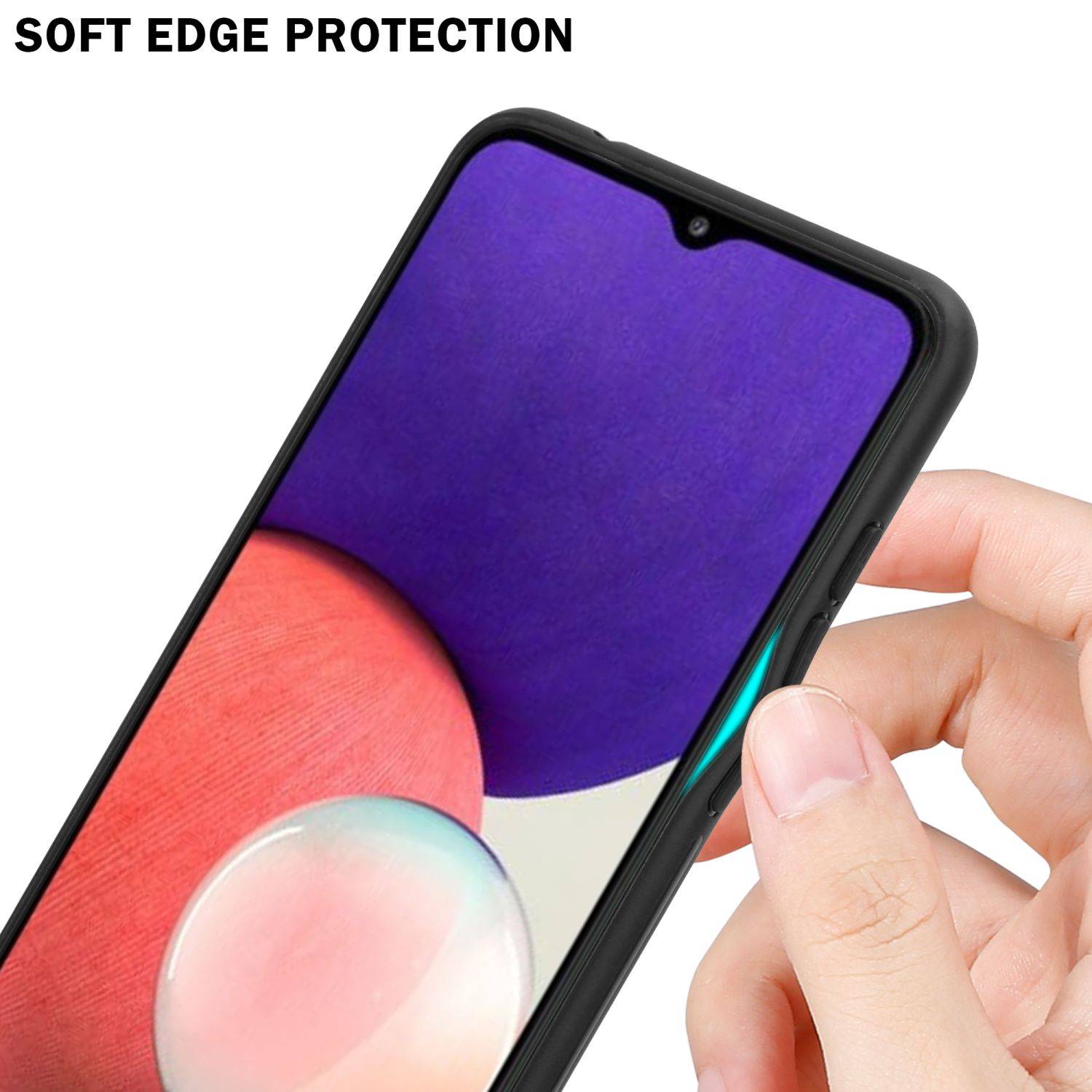 Cadorabo Hülle für Samsung Galaxy A22 5G Schutz Hülle in Schwarz Handyhülle TPU Etui Cover Case Tempered Glas