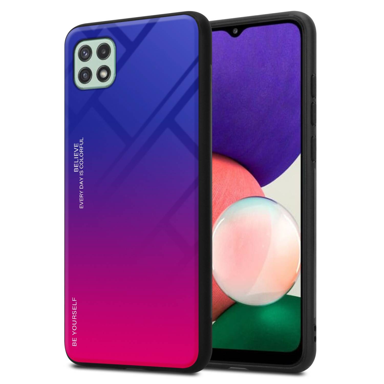 Cadorabo Hülle für Samsung Galaxy A22 5G Schutz Hülle in Schwarz Handyhülle TPU Etui Cover Case Tempered Glas