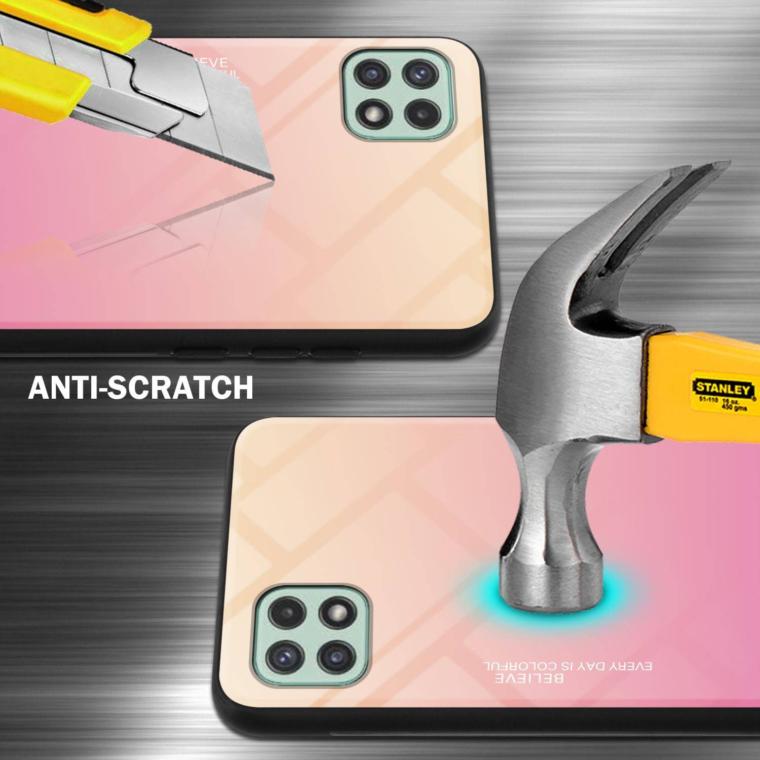 Cadorabo Hülle für Samsung Galaxy A22 5G Schutz Hülle in Schwarz Handyhülle TPU Etui Cover Case Tempered Glas