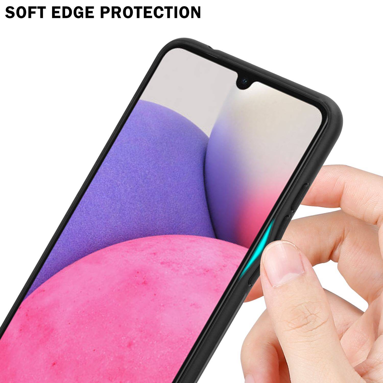 Cadorabo Hülle für Samsung Galaxy A33 5G Schutz Hülle in Schwarz Handyhülle TPU Etui Cover Case Tempered Glas