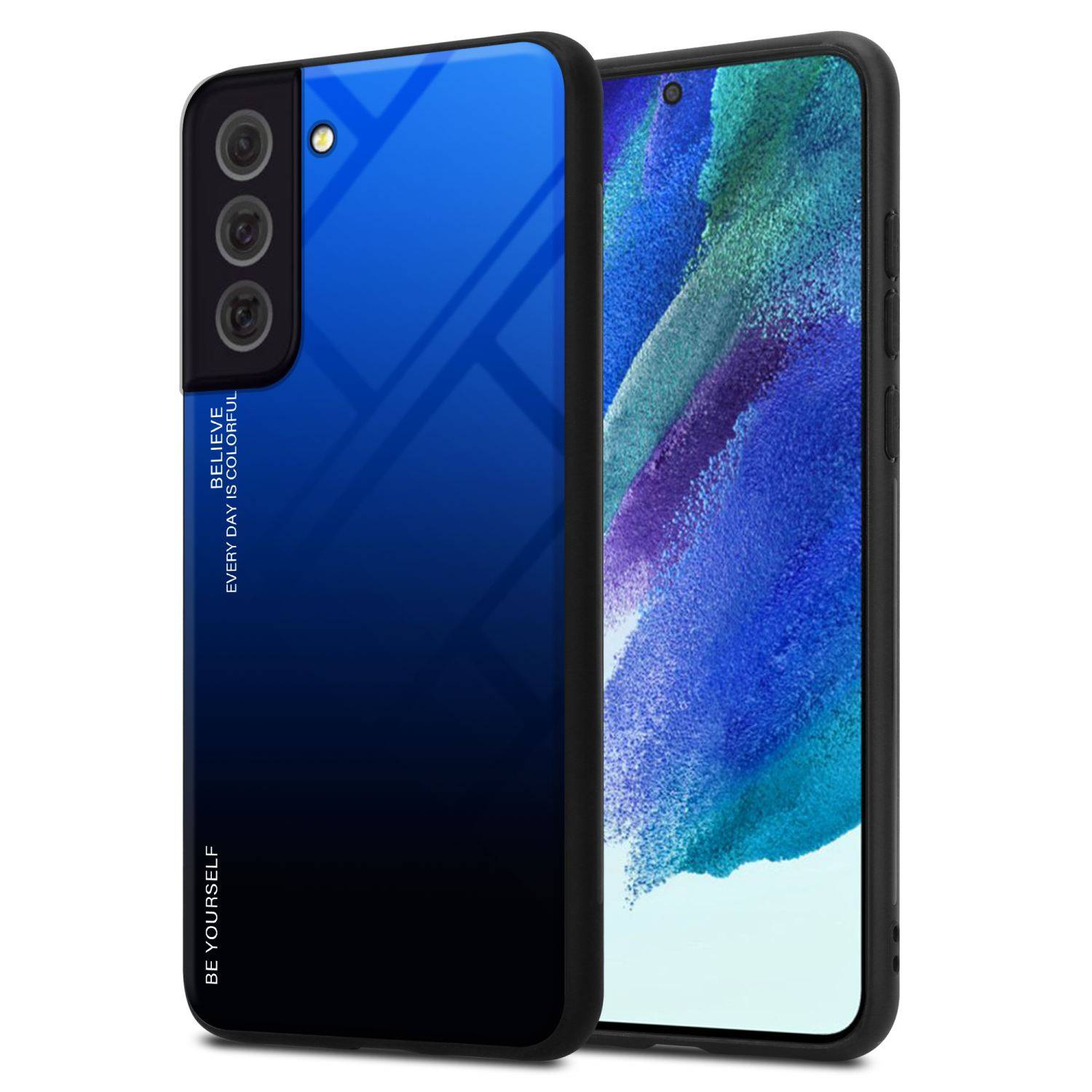 Cadorabo Hülle für Samsung Galaxy S22 Schutz Hülle in Schwarz Handyhülle TPU Etui Cover Case Tempered Glas