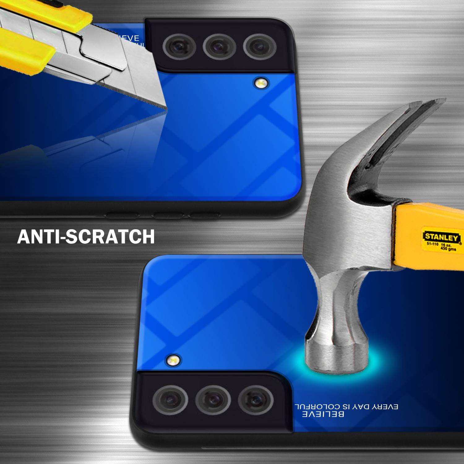 Cadorabo Hülle für Samsung Galaxy S22 Schutz Hülle in Schwarz Handyhülle TPU Etui Cover Case Tempered Glas