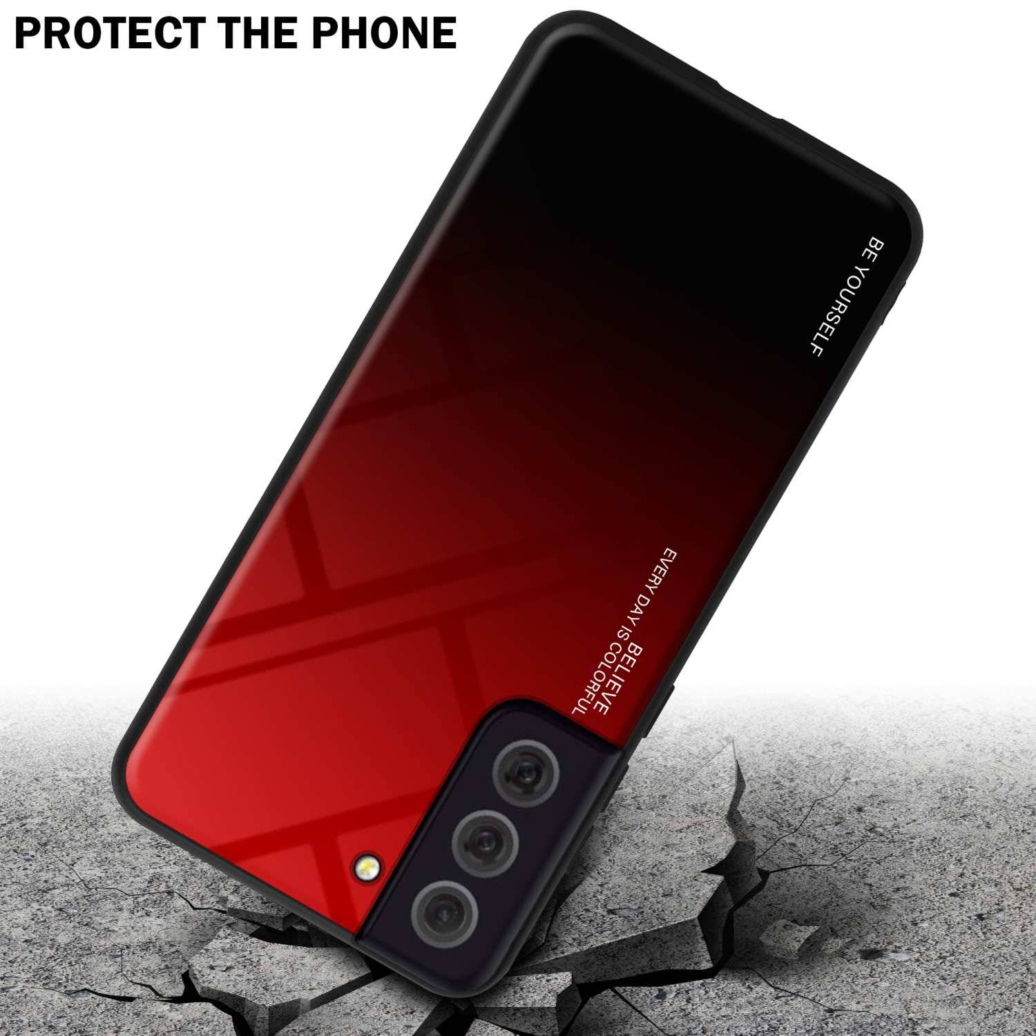 Cadorabo Hülle für Samsung Galaxy S22 Schutz Hülle in Schwarz Handyhülle TPU Etui Cover Case Tempered Glas