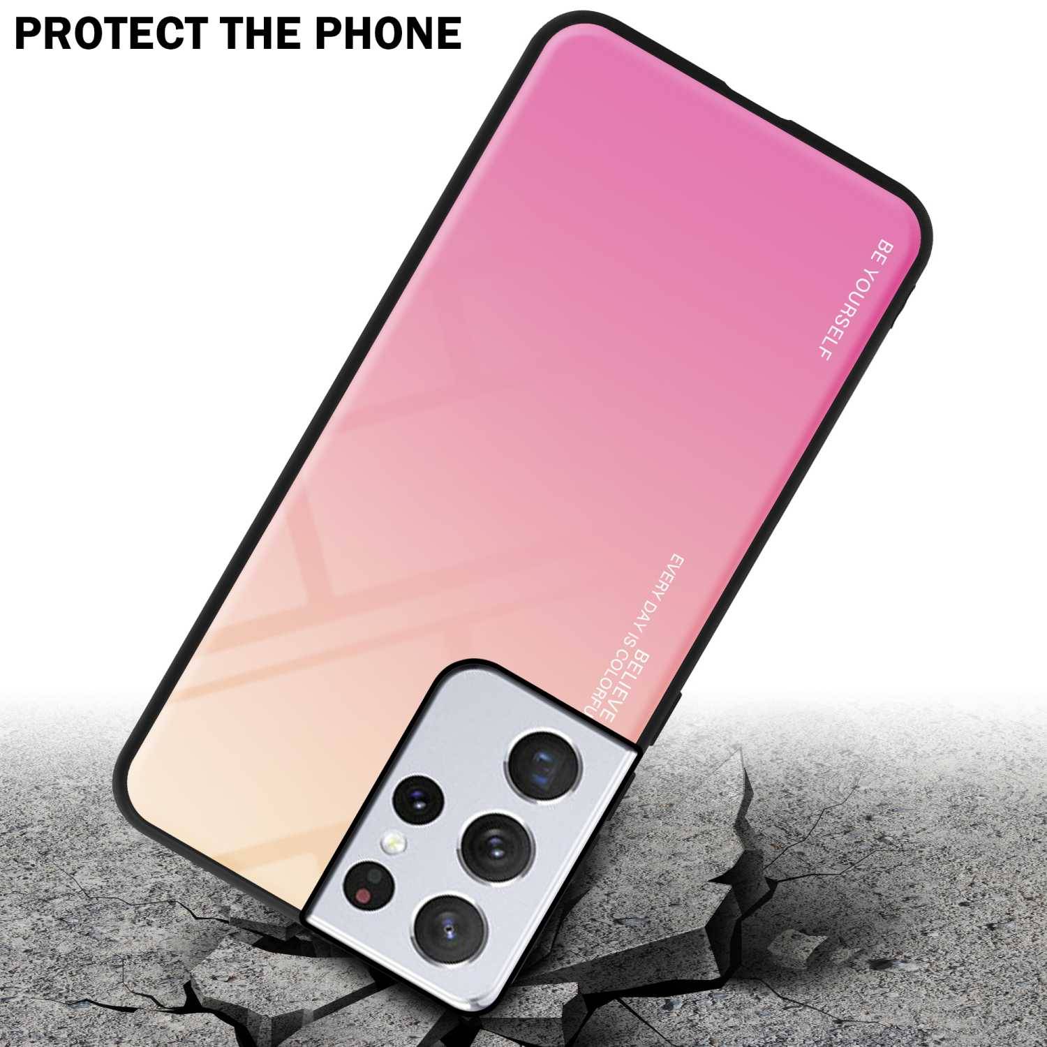 Cadorabo Hülle für Samsung Galaxy S22 ULTRA Schutz Hülle in Schwarz Handyhülle TPU Etui Cover Case Tempered Glas