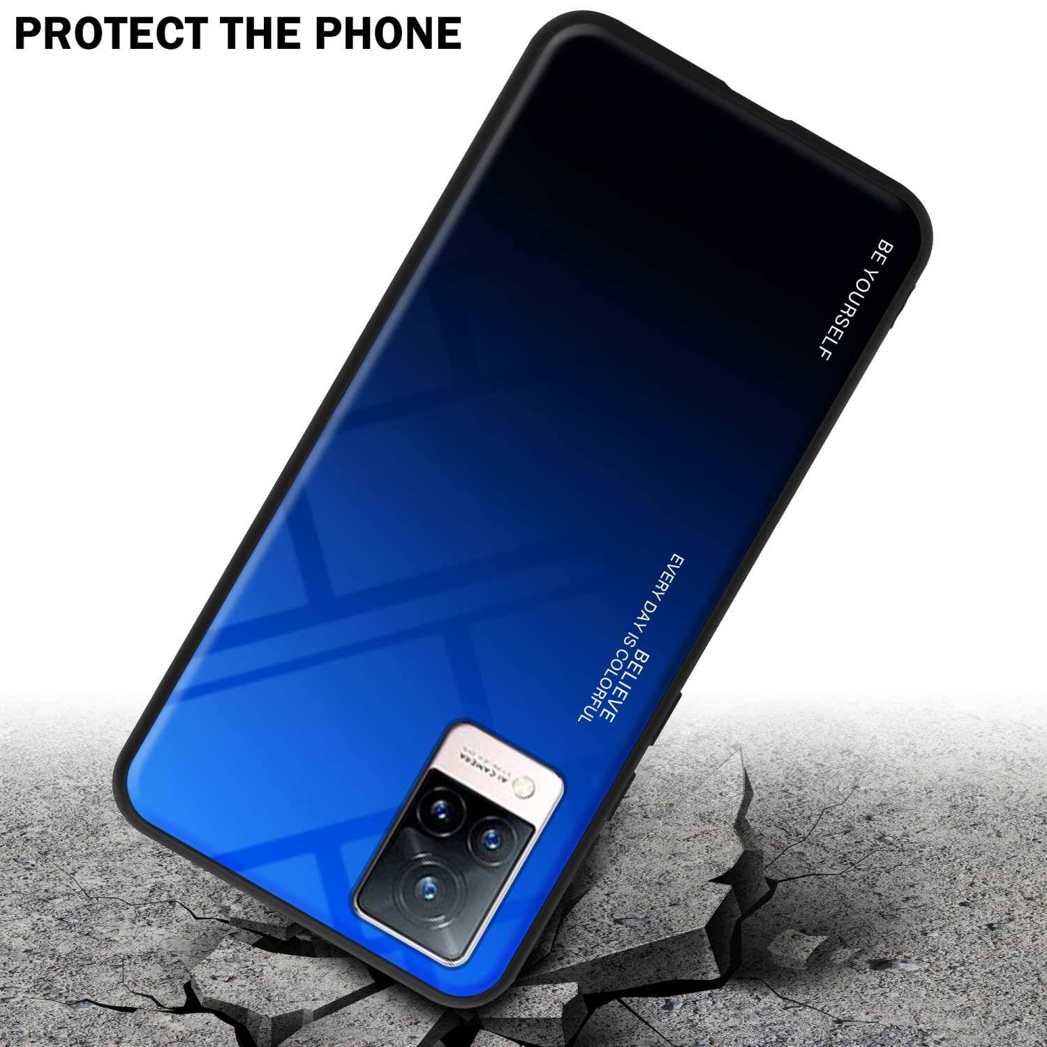 Cadorabo Hülle für Vivo V21 4G / 5G Schutz Hülle in Schwarz Handyhülle TPU Etui Cover Case Tempered Glas