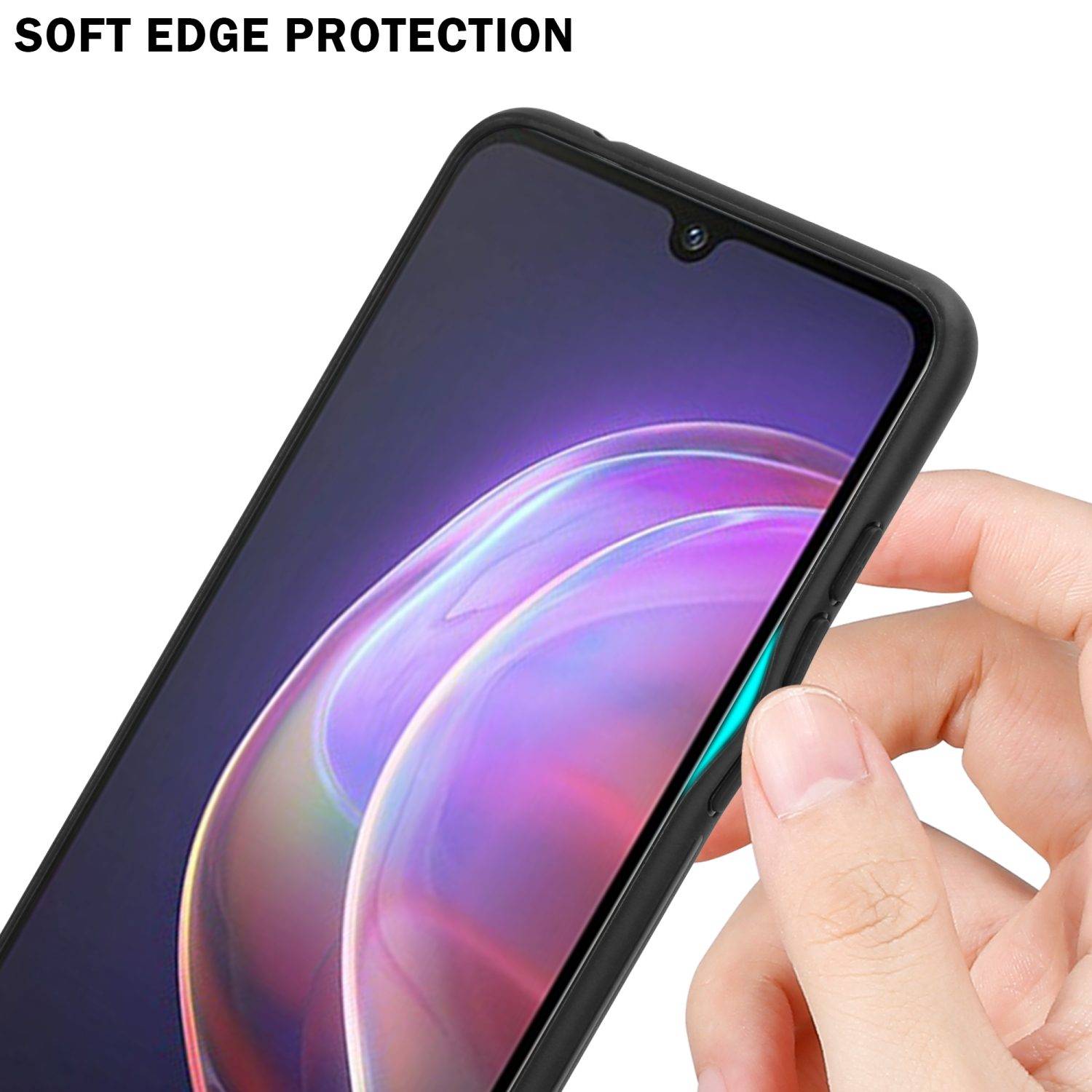 Cadorabo Hülle für Vivo V21 4G / 5G Schutz Hülle in Schwarz Handyhülle TPU Etui Cover Case Tempered Glas