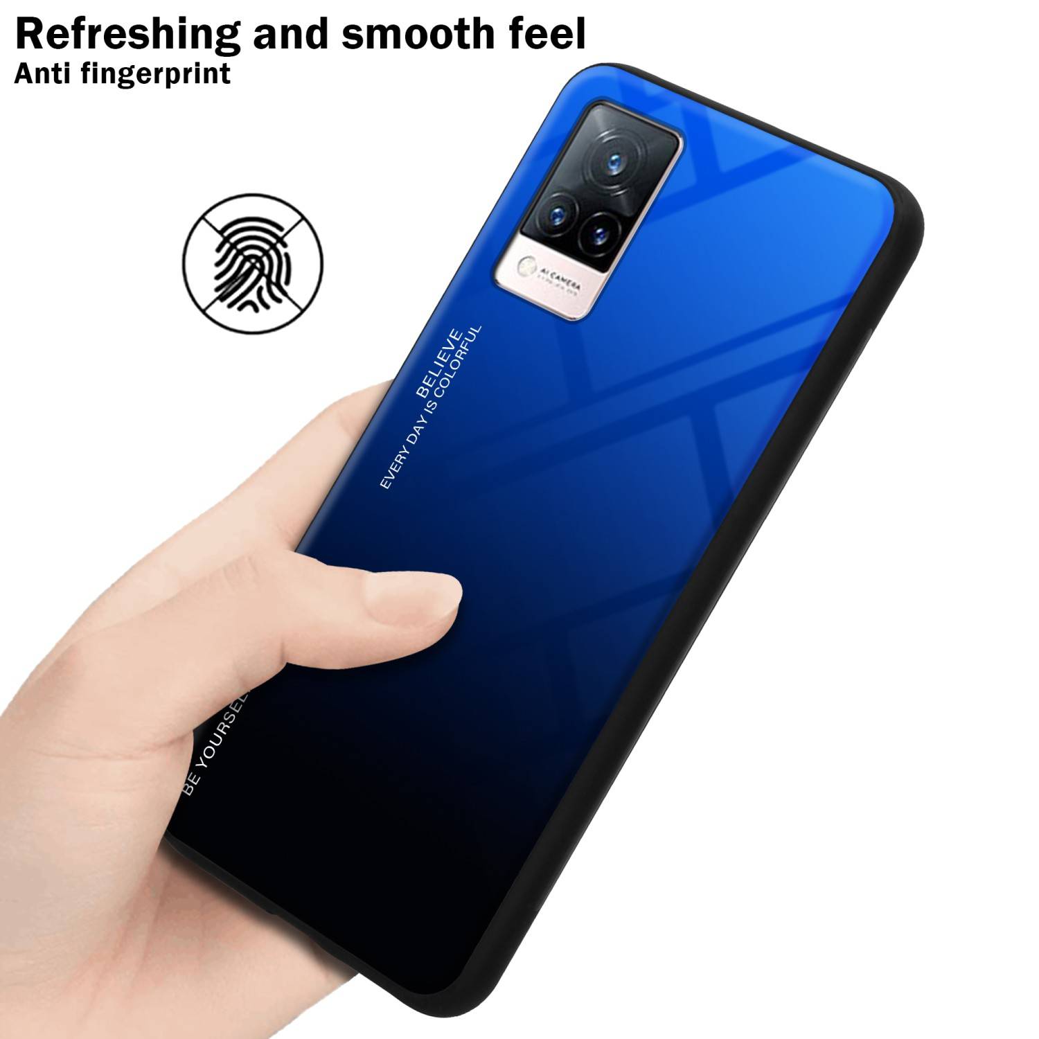 Cadorabo Hülle für Vivo V21 4G / 5G Schutz Hülle in Schwarz Handyhülle TPU Etui Cover Case Tempered Glas