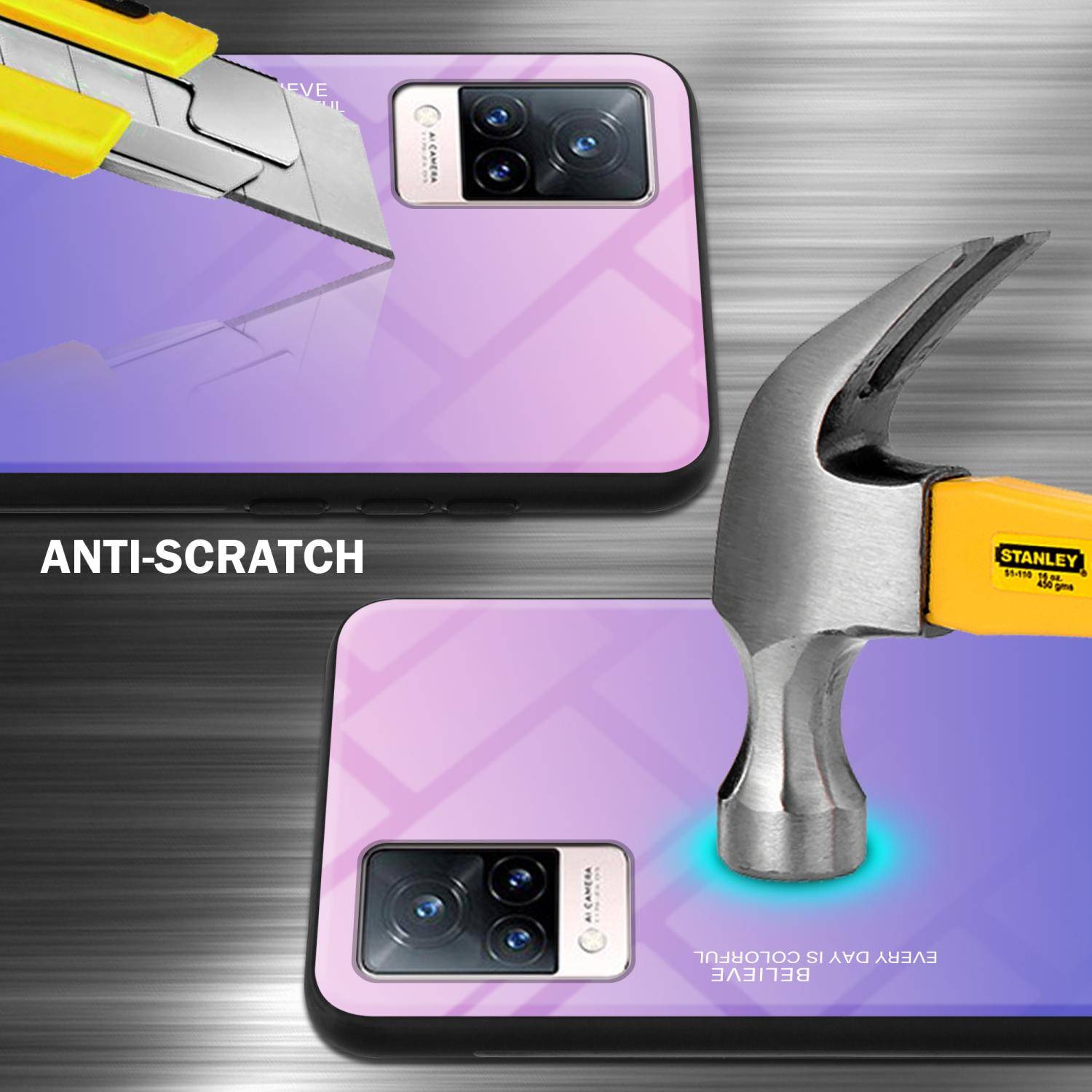 Cadorabo Hülle für Vivo V21 4G / 5G Schutz Hülle in Schwarz Handyhülle TPU Etui Cover Case Tempered Glas