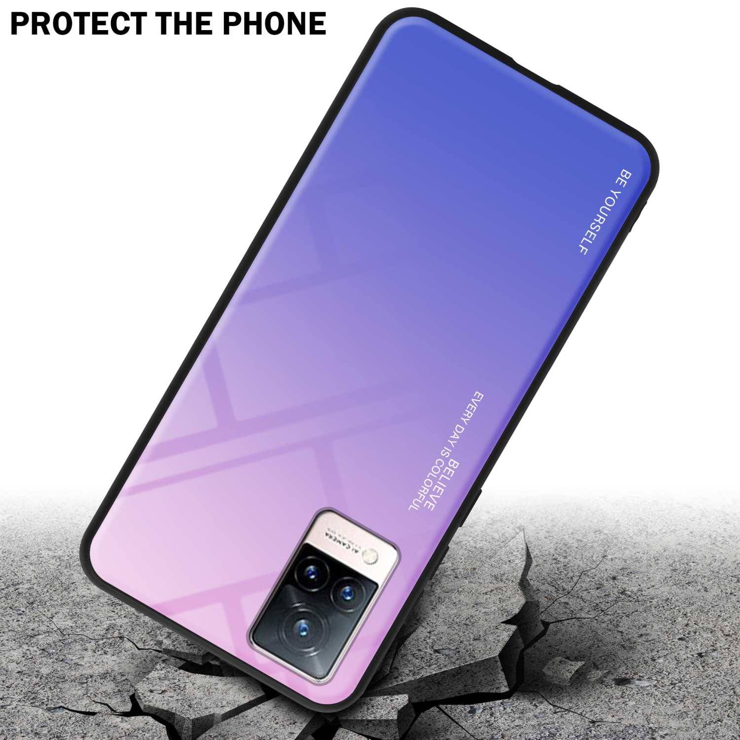Cadorabo Hülle für Vivo V21 4G / 5G Schutz Hülle in Schwarz Handyhülle TPU Etui Cover Case Tempered Glas