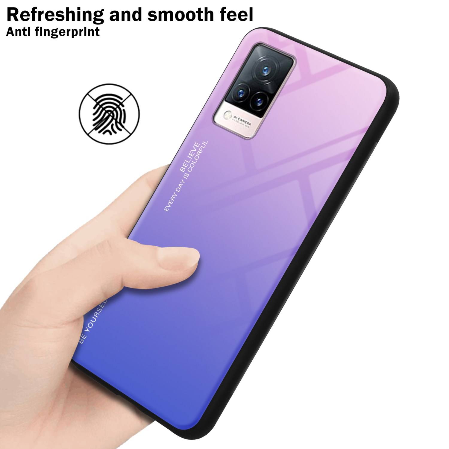 Cadorabo Hülle für Vivo V21 4G / 5G Schutz Hülle in Schwarz Handyhülle TPU Etui Cover Case Tempered Glas