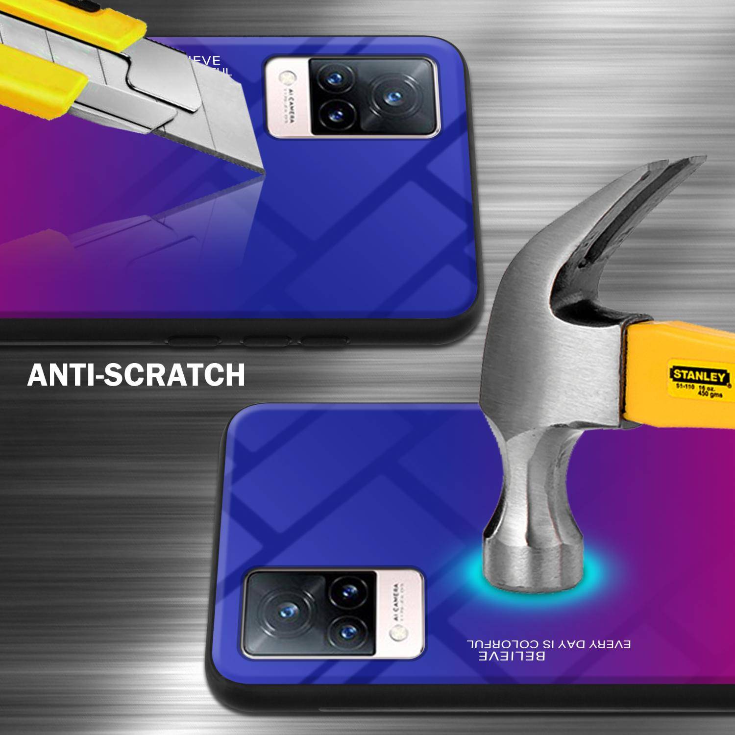 Cadorabo Hülle für Vivo V21 4G / 5G Schutz Hülle in Schwarz Handyhülle TPU Etui Cover Case Tempered Glas