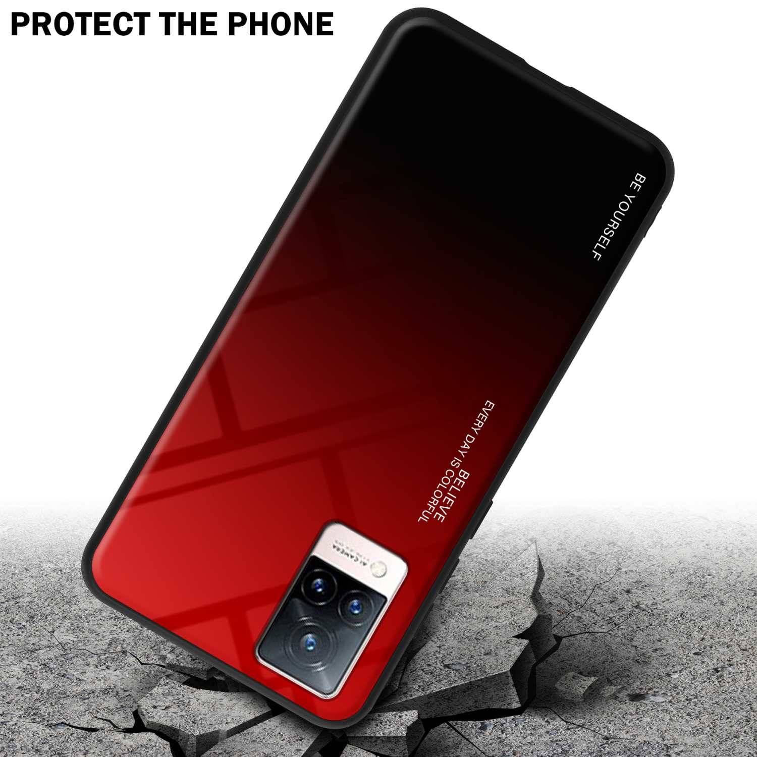 Cadorabo Hülle für Vivo V21 4G / 5G Schutz Hülle in Schwarz Handyhülle TPU Etui Cover Case Tempered Glas