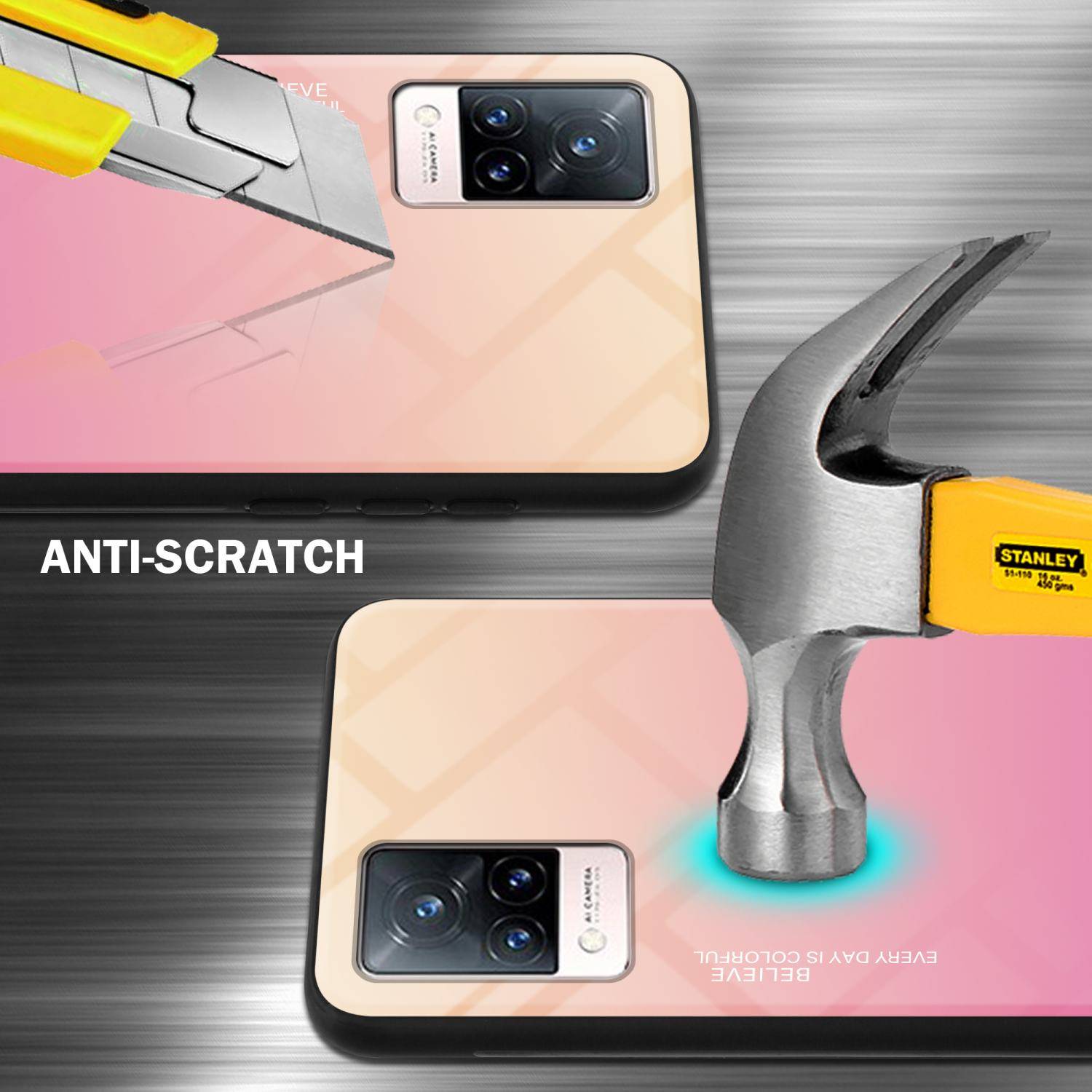 Cadorabo Hülle für Vivo V21 4G / 5G Schutz Hülle in Schwarz Handyhülle TPU Etui Cover Case Tempered Glas