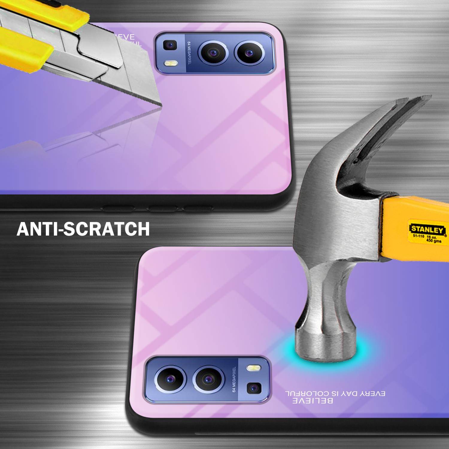 Cadorabo Hülle für Vivo Y52 5G / Y72 5G Schutz Hülle in Schwarz Handyhülle TPU Etui Cover Case Tempered Glas