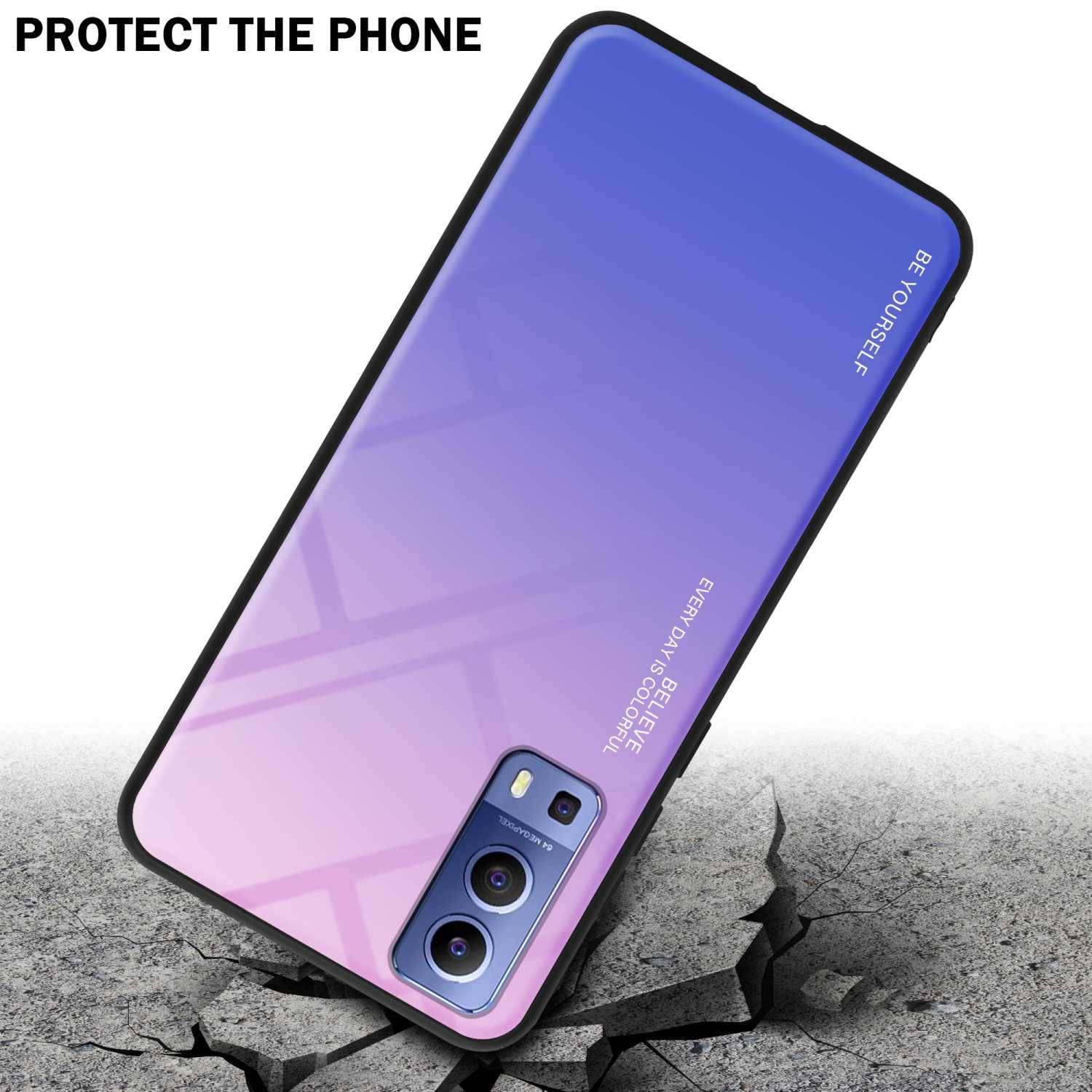 Cadorabo Hülle für Vivo Y52 5G / Y72 5G Schutz Hülle in Schwarz Handyhülle TPU Etui Cover Case Tempered Glas