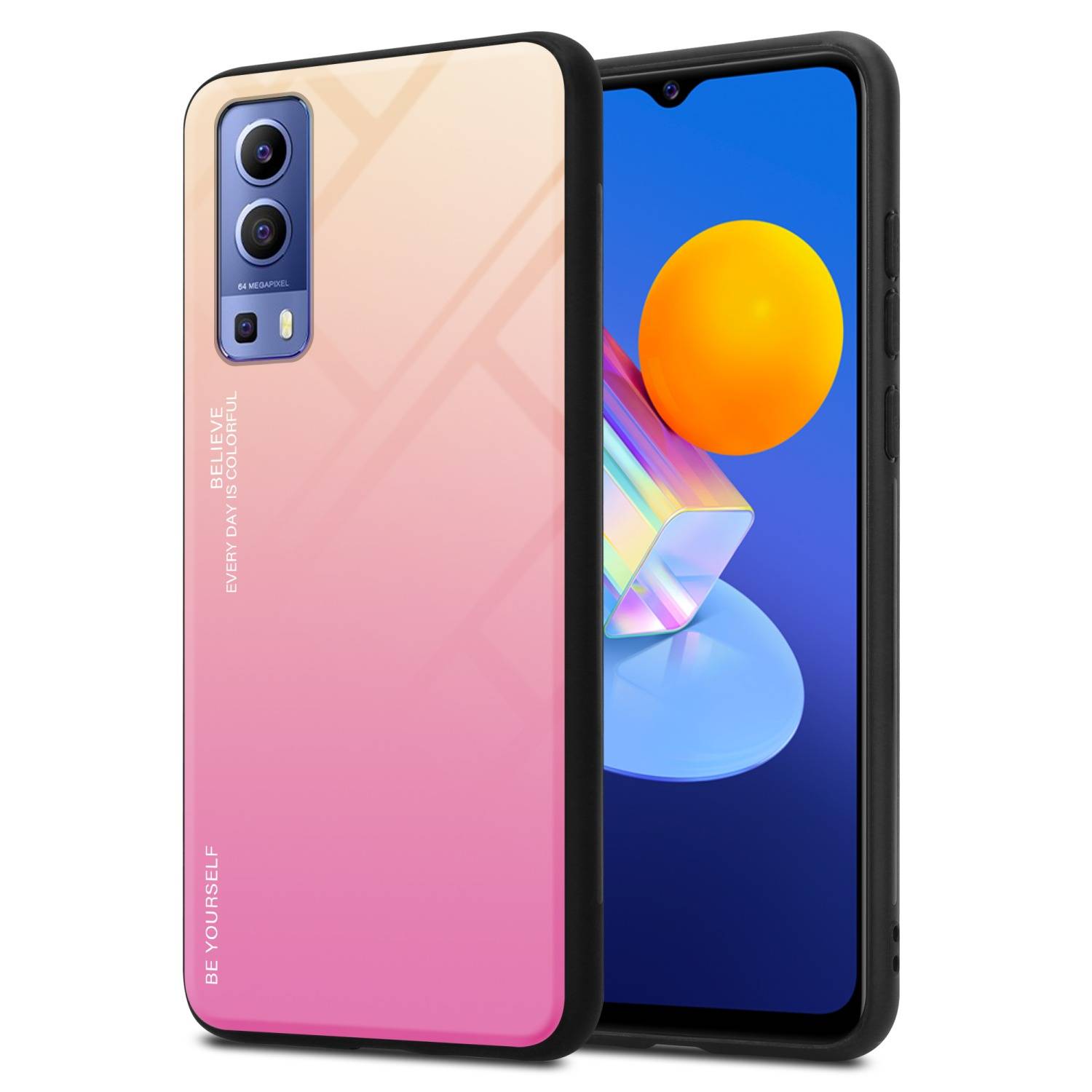 Cadorabo Hülle für Vivo Y52 5G / Y72 5G Schutz Hülle in Schwarz Handyhülle TPU Etui Cover Case Tempered Glas