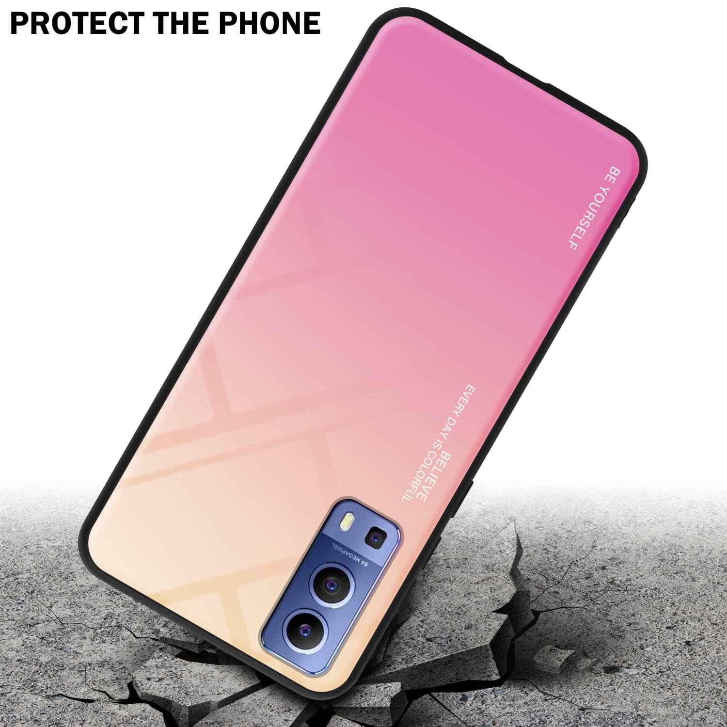 Cadorabo Hülle für Vivo Y52 5G / Y72 5G Schutz Hülle in Schwarz Handyhülle TPU Etui Cover Case Tempered Glas